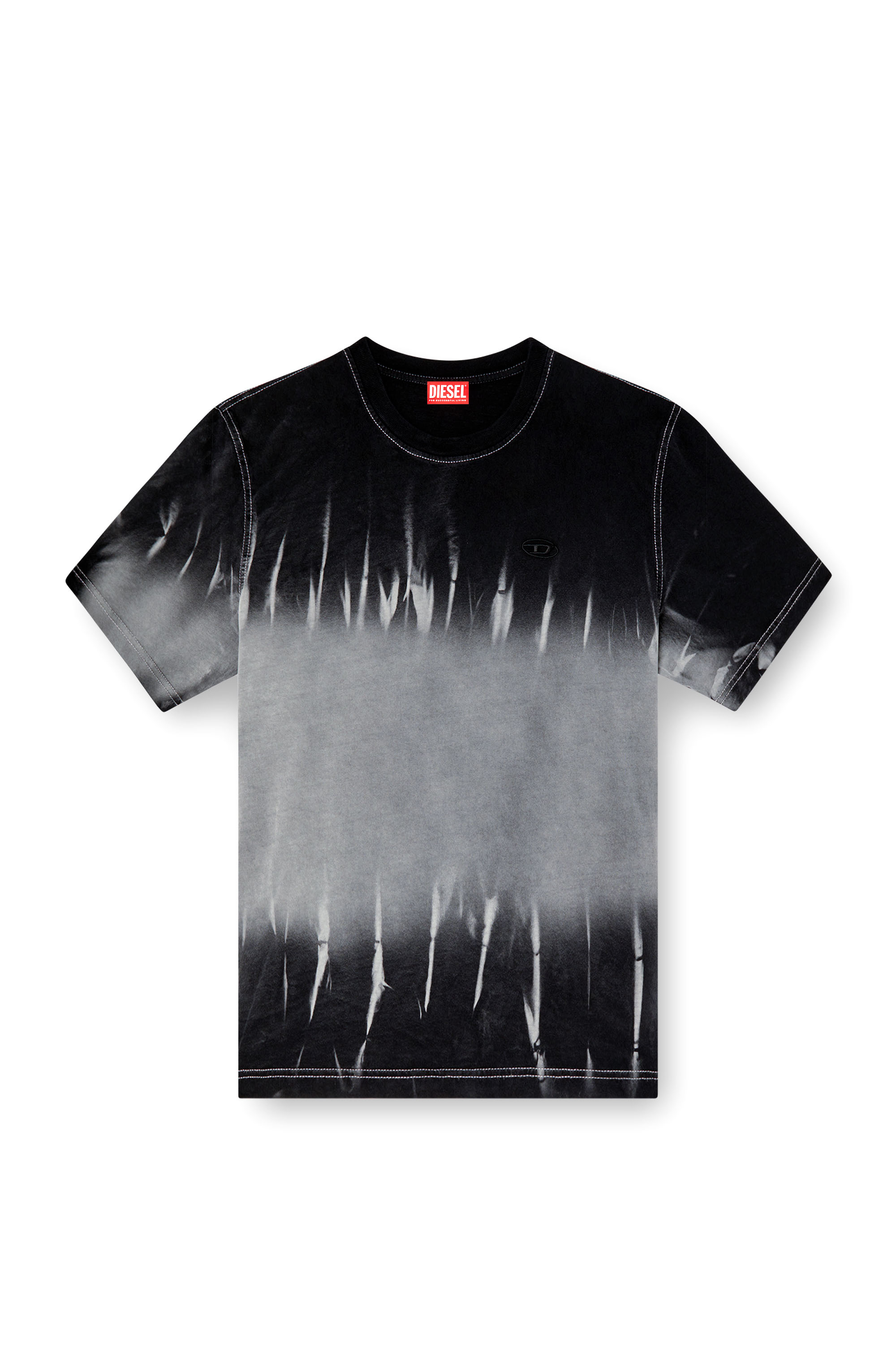 Diesel - T-ADJUST-R21, Man's Tie-dye T-shirt with logo embroidery in Black - 3