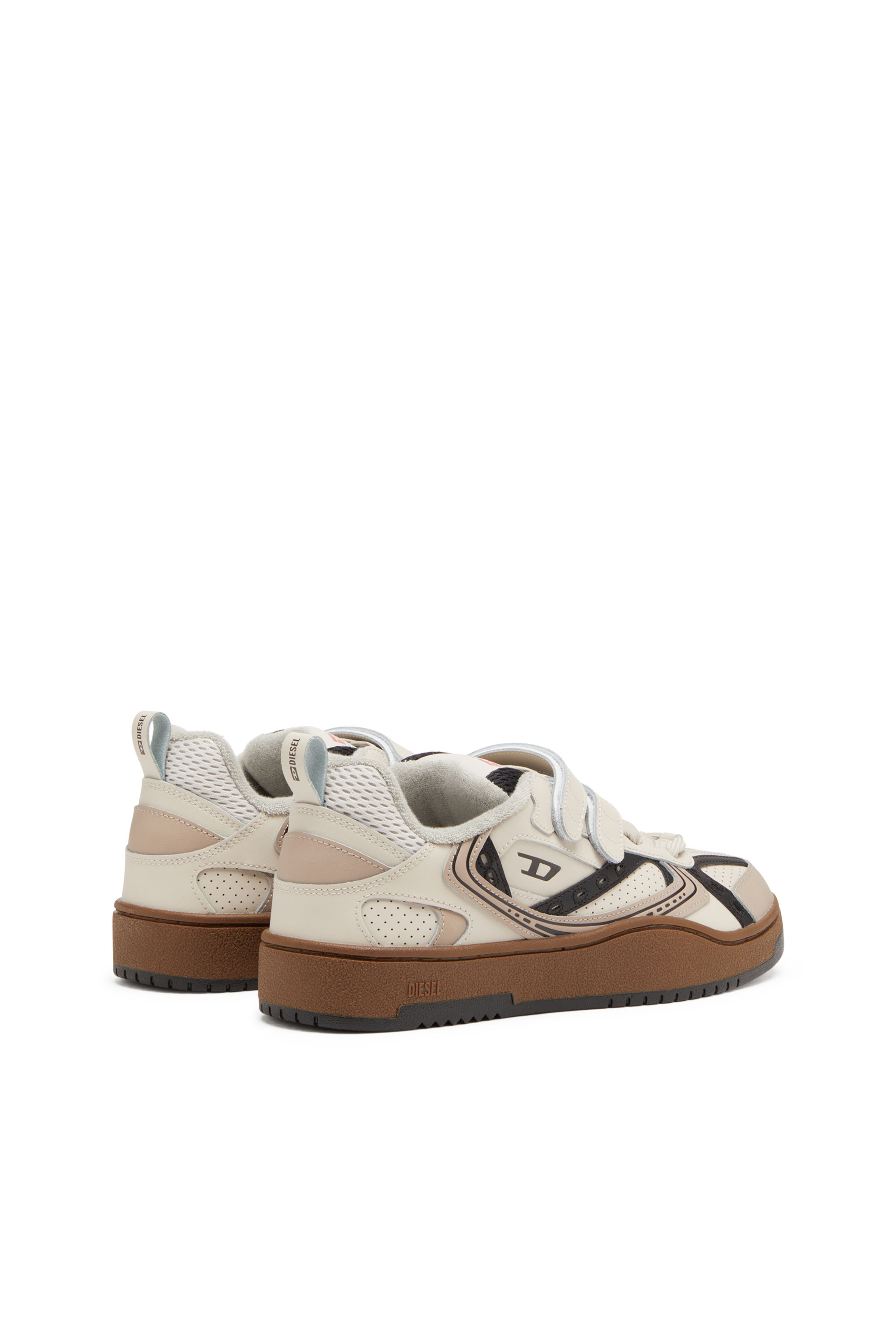 Diesel - S-UKIYO SKT, Man's S-Ukiyo-Leather sneaker with straps in Beige/Pink - 3