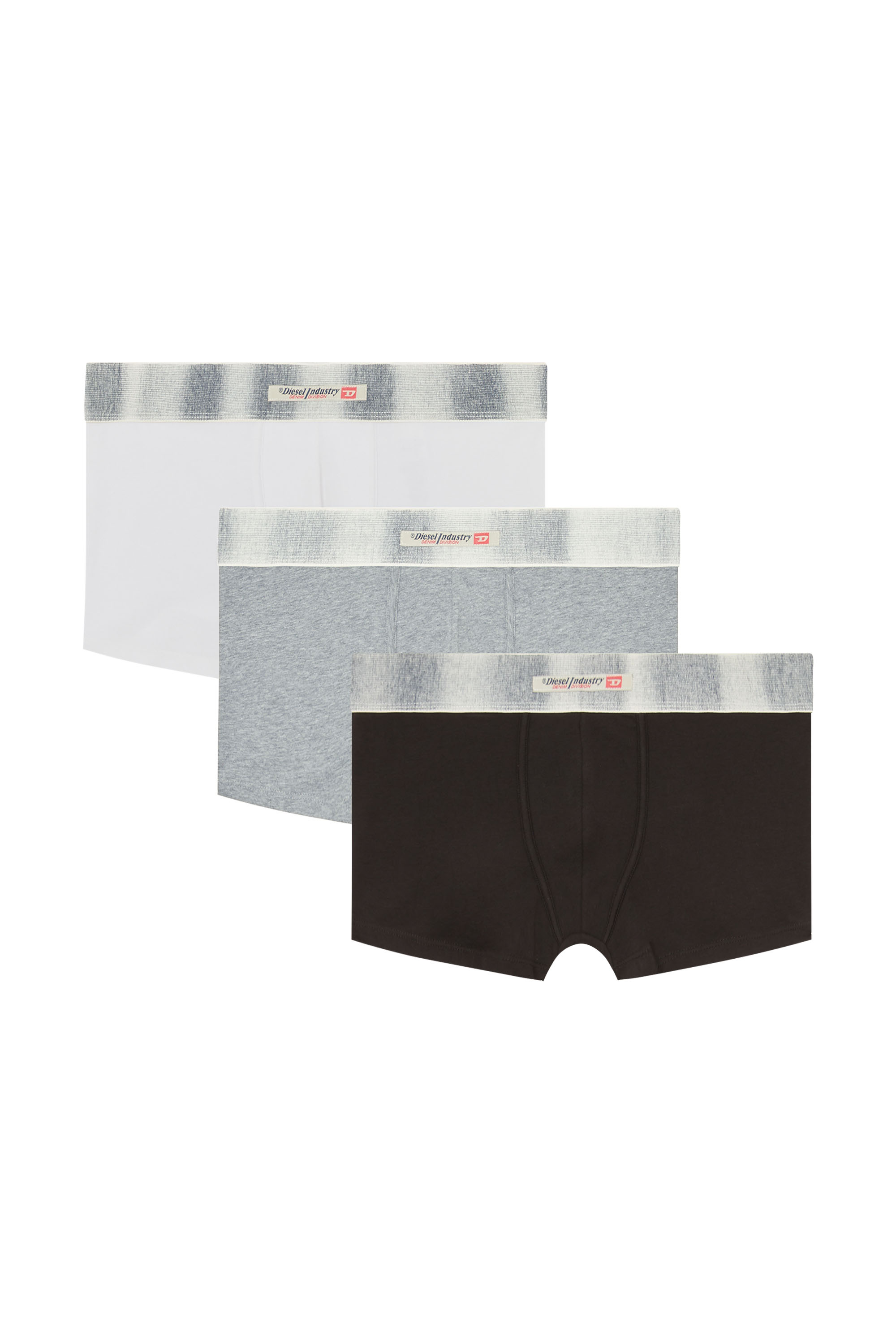 Diesel - DAMIEN-DNM-3PACK, Man's Three-pack of stretch cotton boxer briefs with satin waistband in Multicolor/Grey - 1