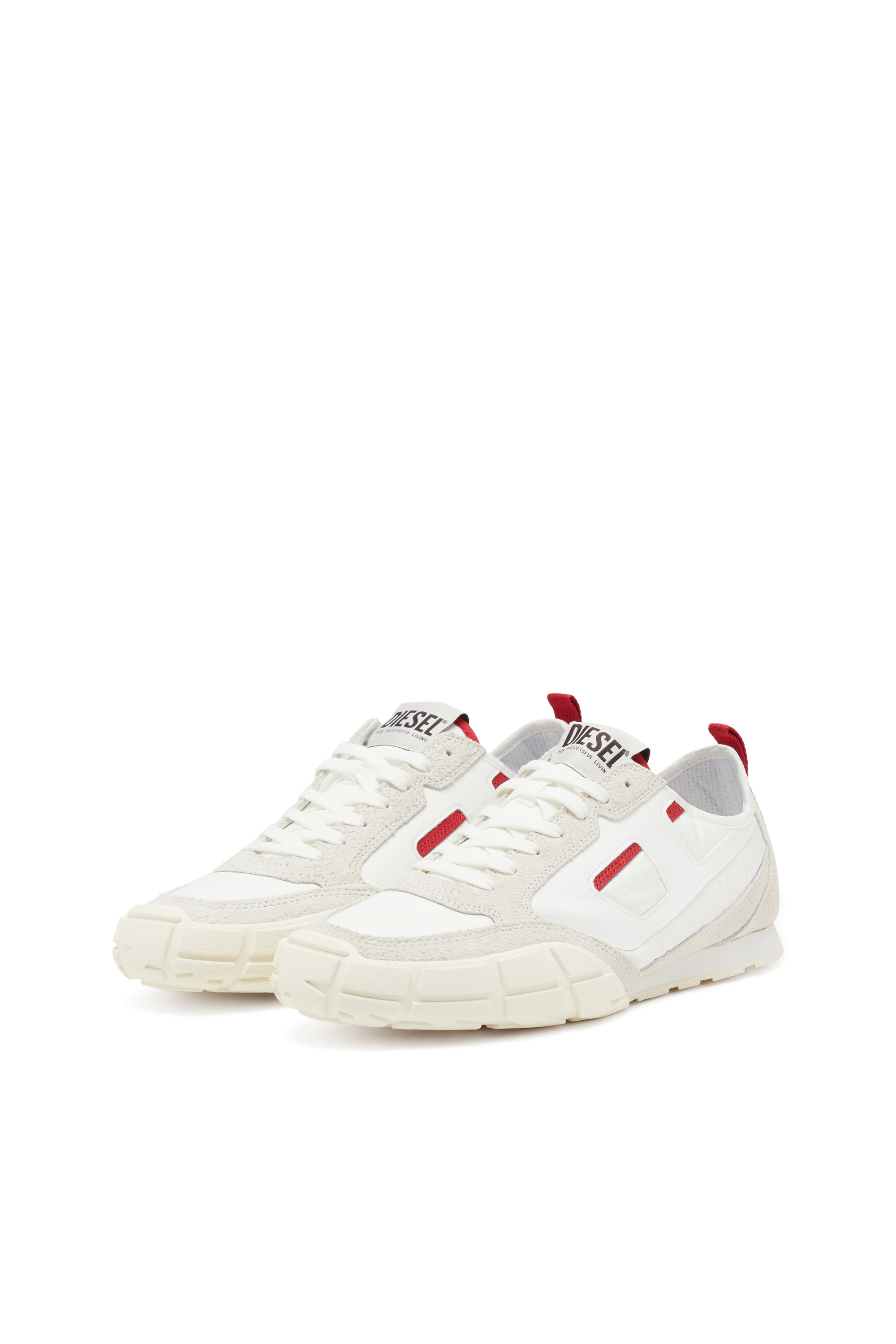 Diesel - S-PAGODHA LOW, Man's S-Pagodha-Sneakers in leather, suede and ripstop in White/Red - 9