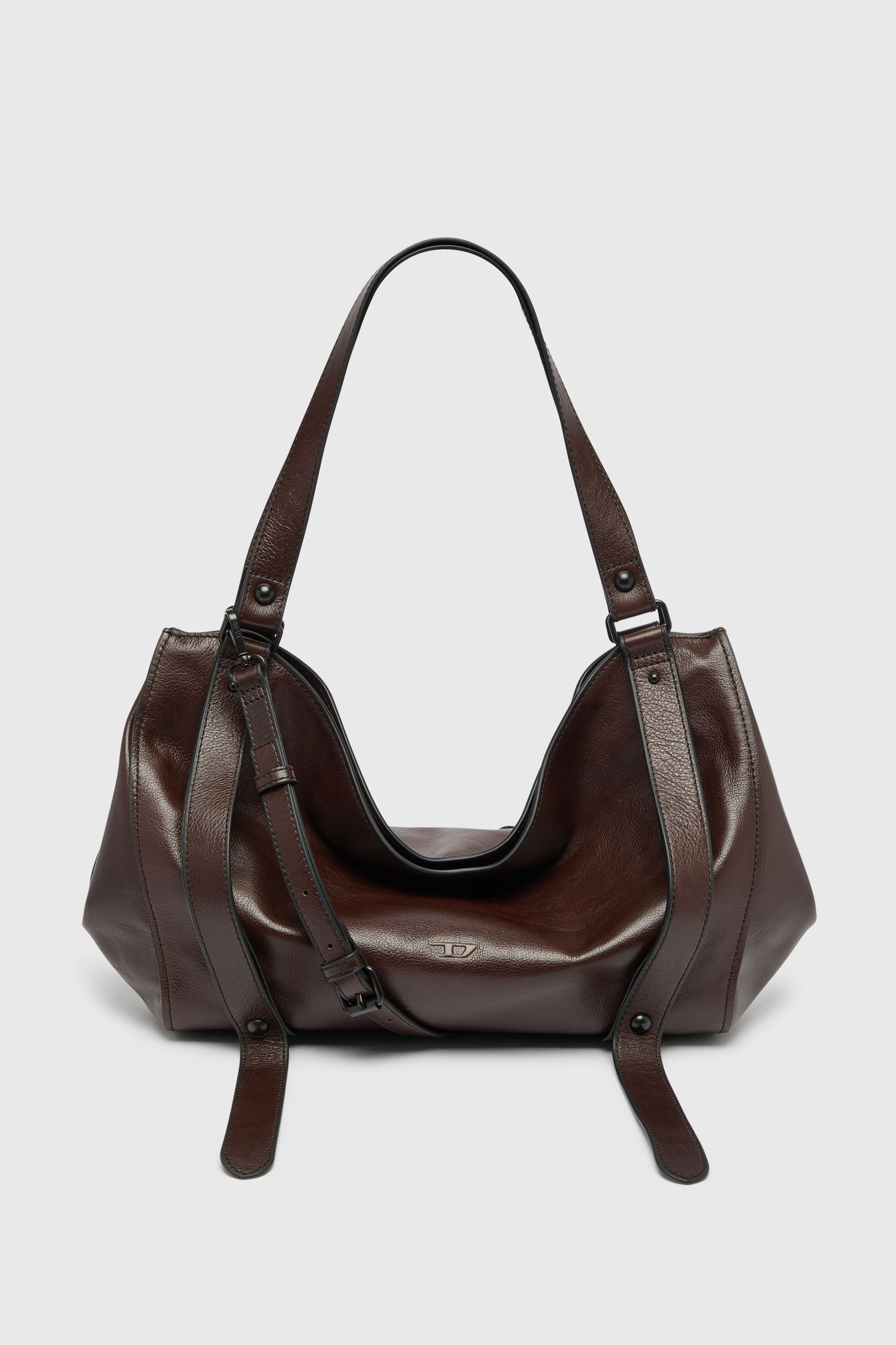 Diesel - D-ONE TOPHANDLE M, Unisex's D-One- Medium top-handle bag in leather in Dark Brown - 1