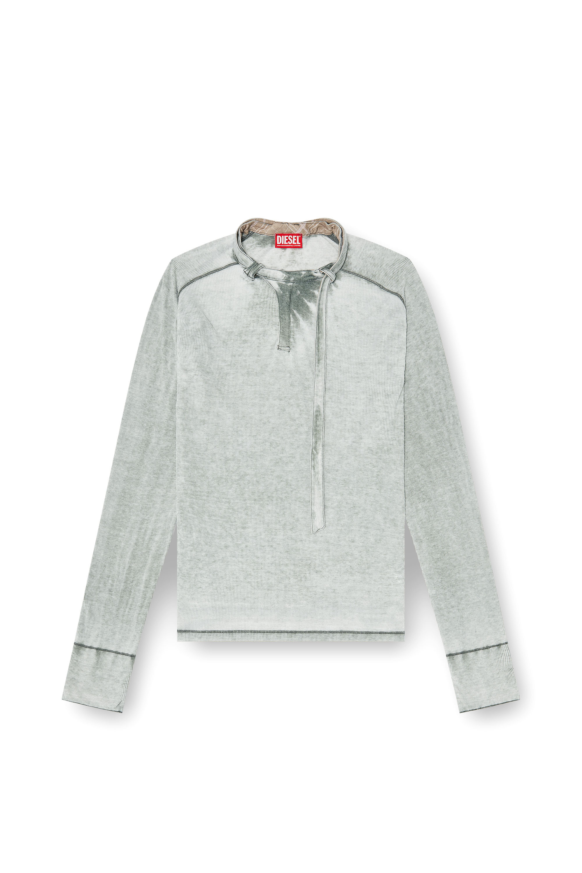 Diesel - T-GOHAN, Man's Rib-jersey top with biker neck strap in Grey - 2