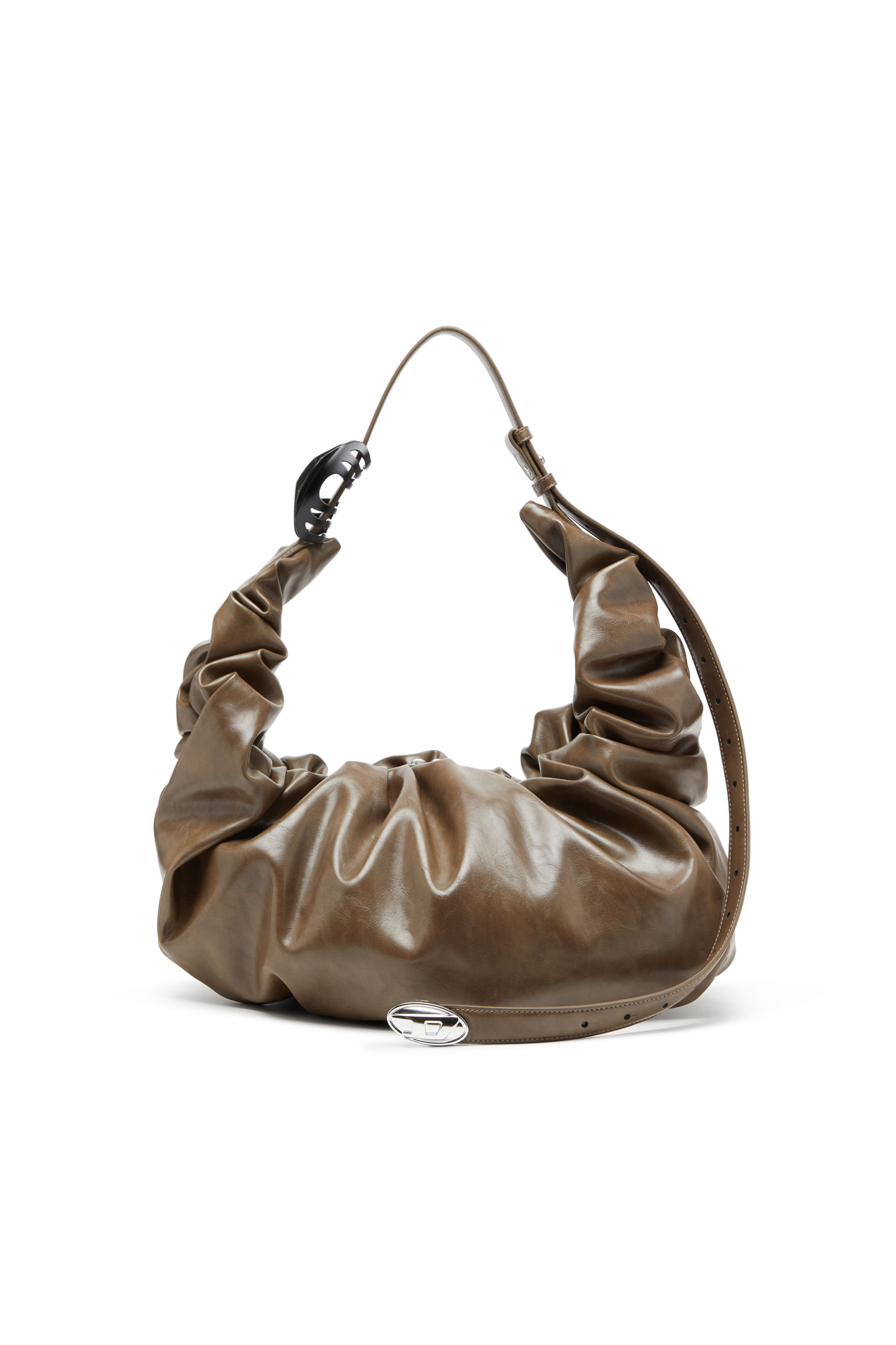 Diesel - GRAB-D HOBO L, Woman's Grab-D L-Large scrunched hobo bag in shiny PU in null - 1