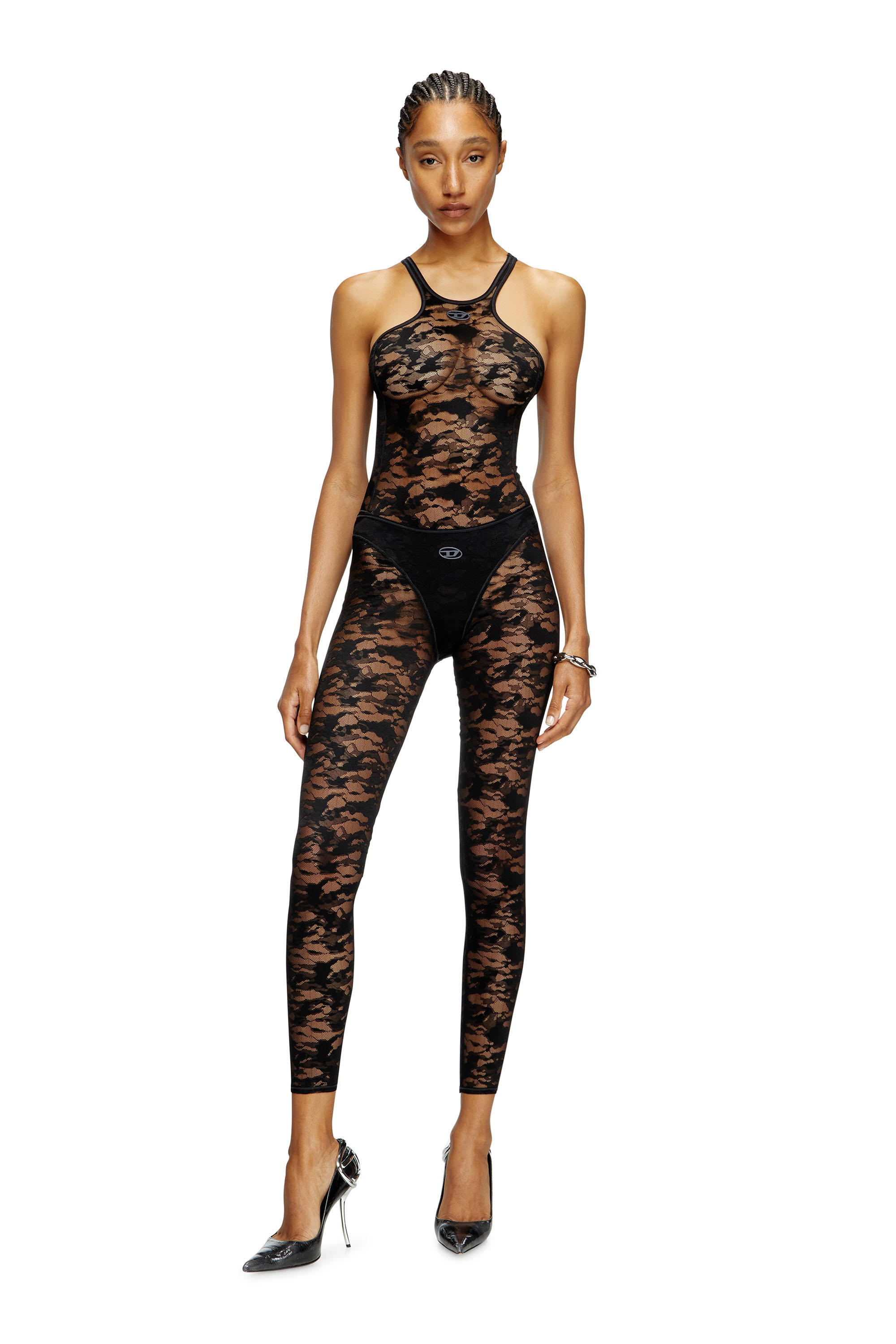 Diesel - CLAIRE-UTLT, Woman's Camo lace leggings in Black - 1