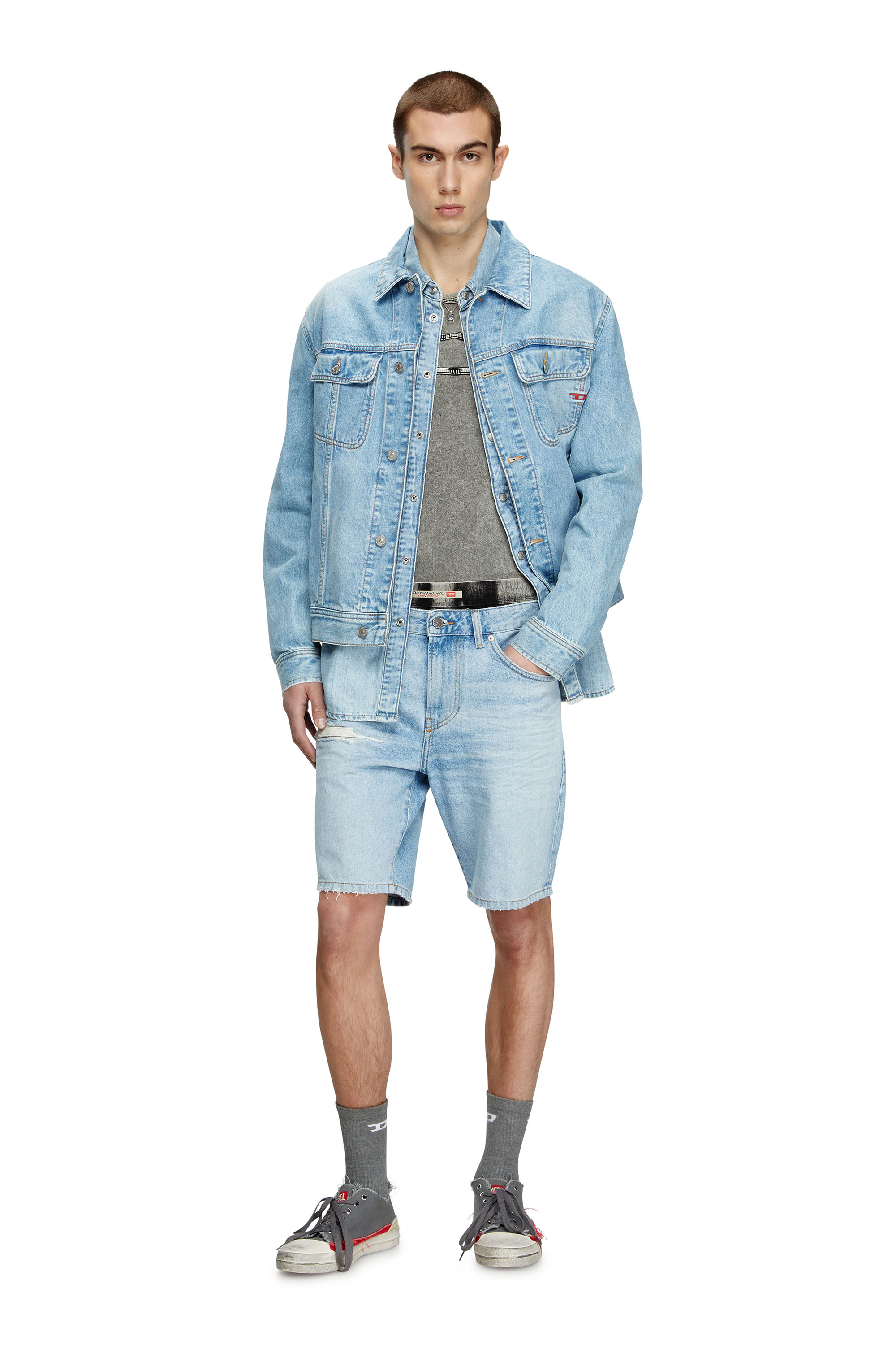 Diesel - D-FIN, Man's Slim denim shorts in Light Blue - 1