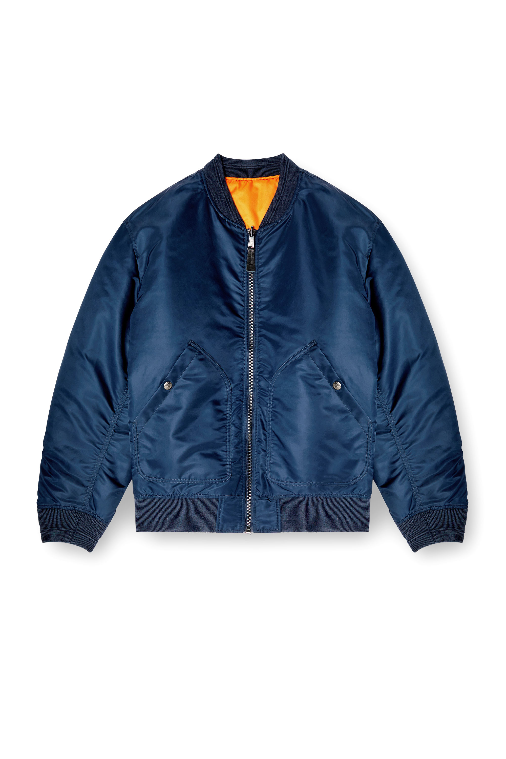 Diesel - J-HELD, Man's Bomber in padded nylon with Oval D in Blue - 3