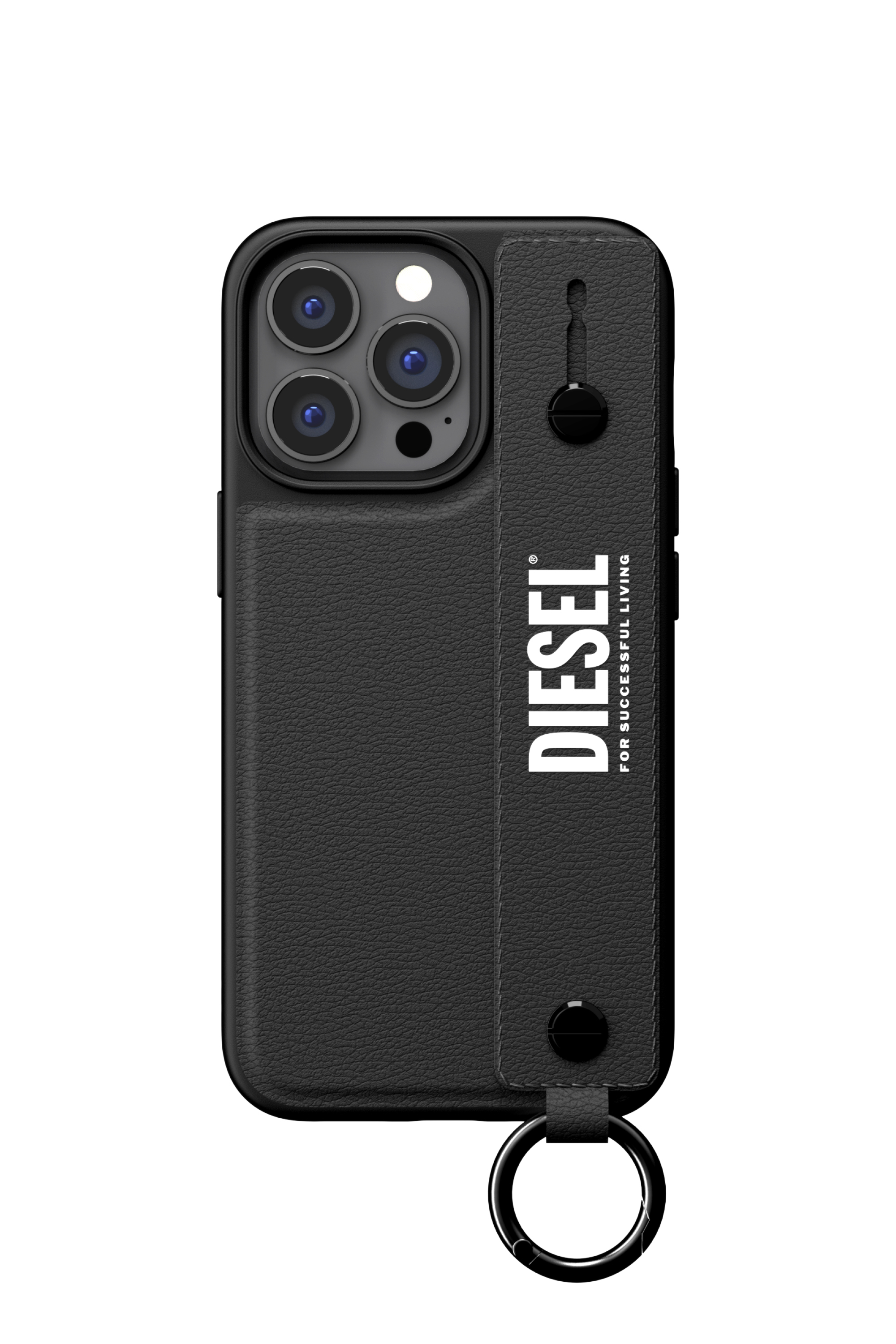 Diesel - 47177 TECH CHAIN, Unisex's Leather tech chain handstrap case  for iPhone 13/13 Pro in Black - 2