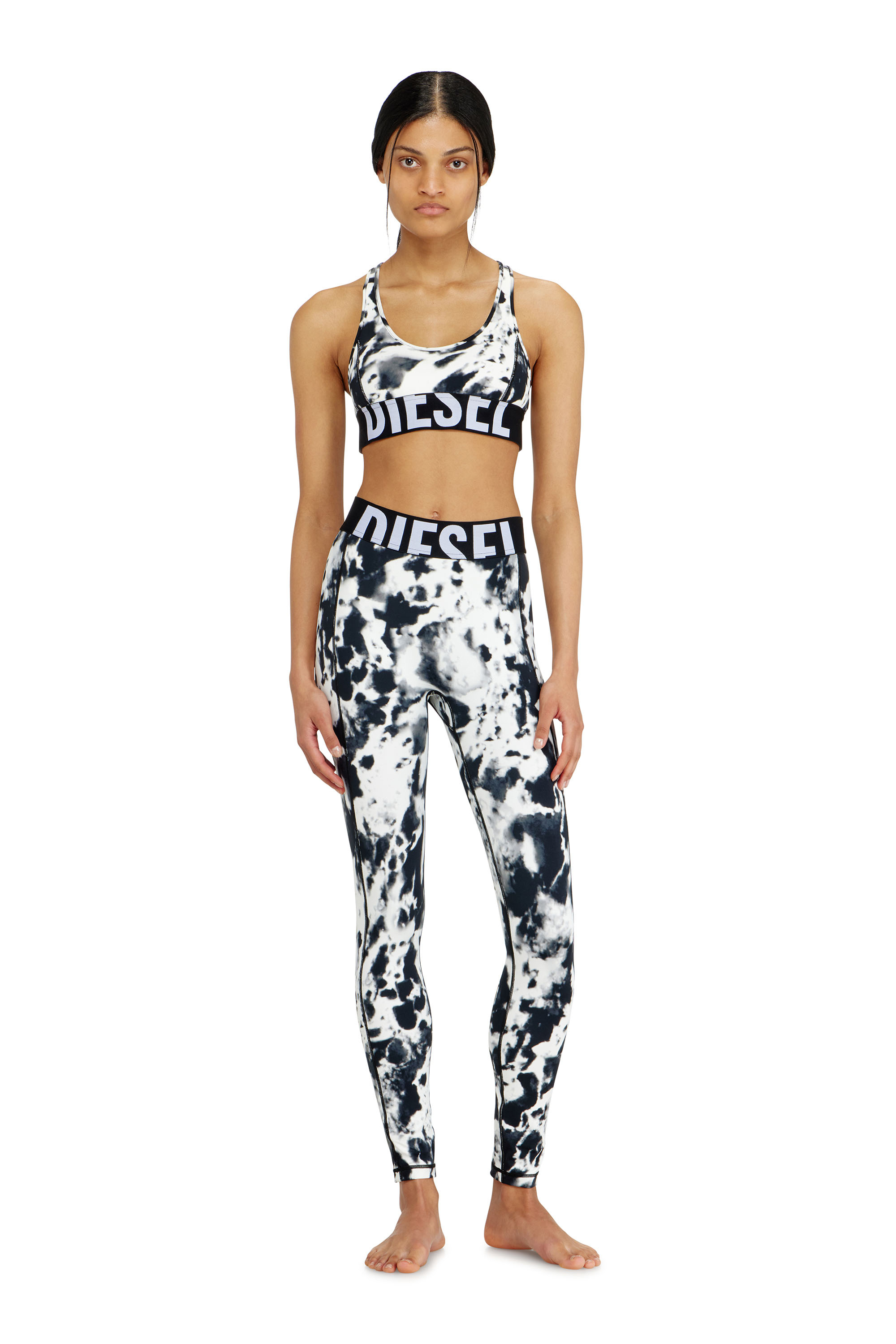 Diesel - ALLISON-D-POP, Woman's Sports bra in printed microfibre in White/Black - 3