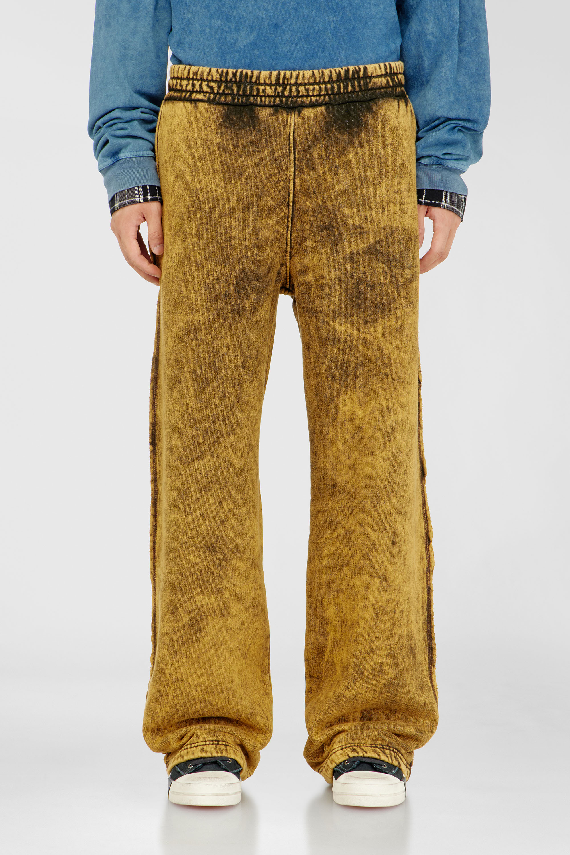 Diesel - P-MARTAINS-RAW, Man's Acid-wash sweatpants with raw edges in Light Brown - 1
