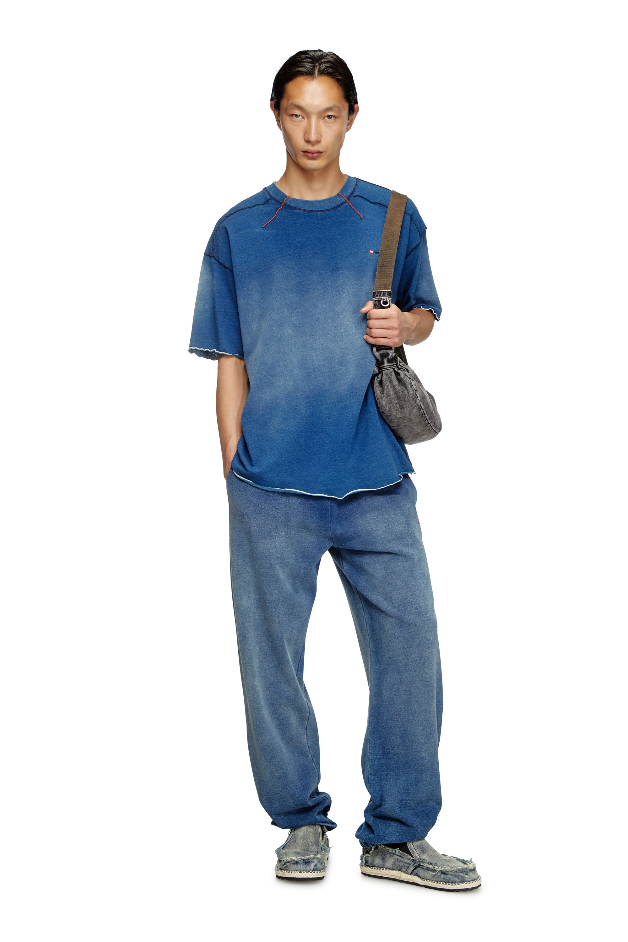 Diesel - T-CRAO-BOXT, Man's Faded T-shirt with micro logo in Blue - 1