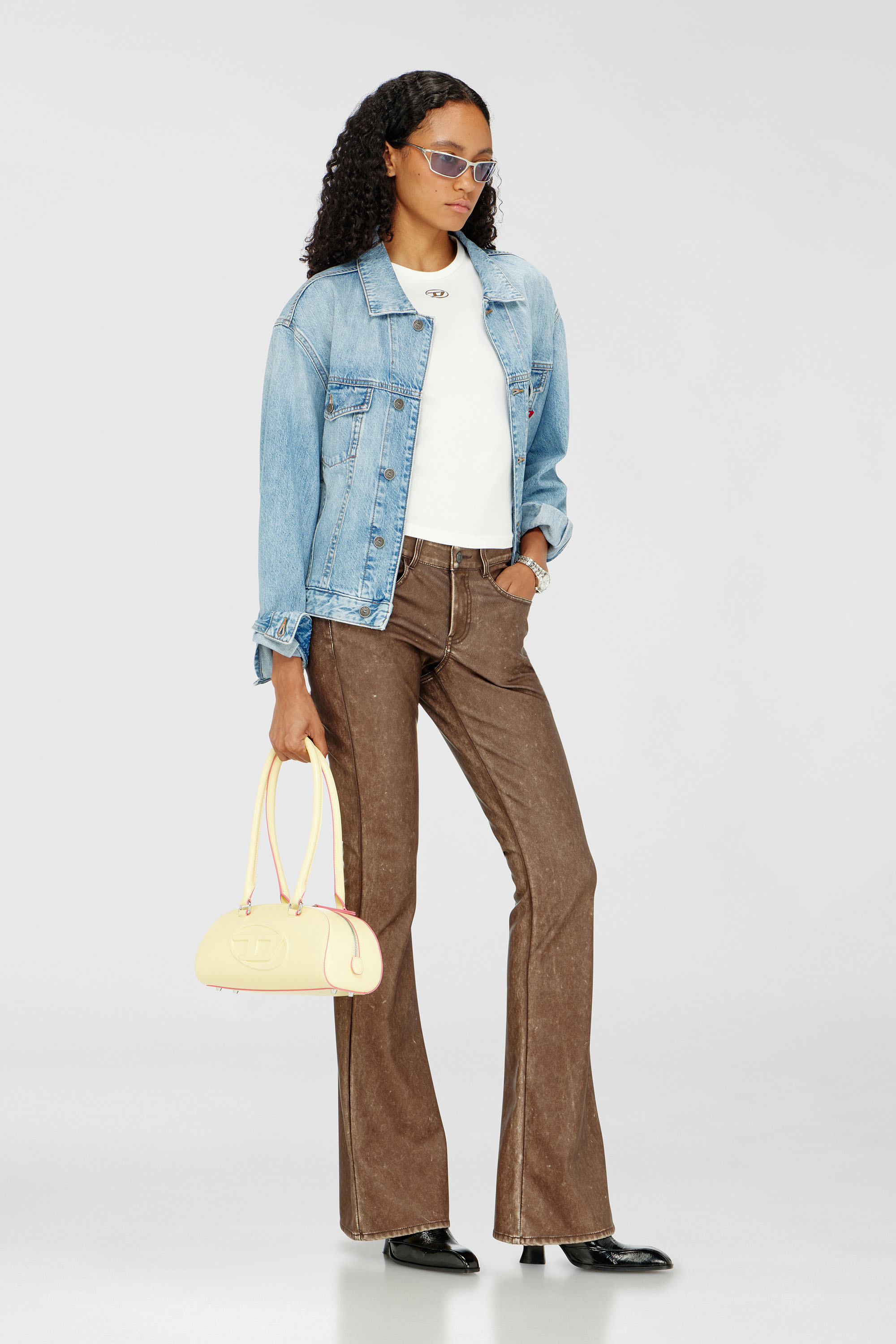 Diesel - T-UNCUTIESLONG-OD, Woman's Slim T-shirt with metallic Oval D in White - 1
