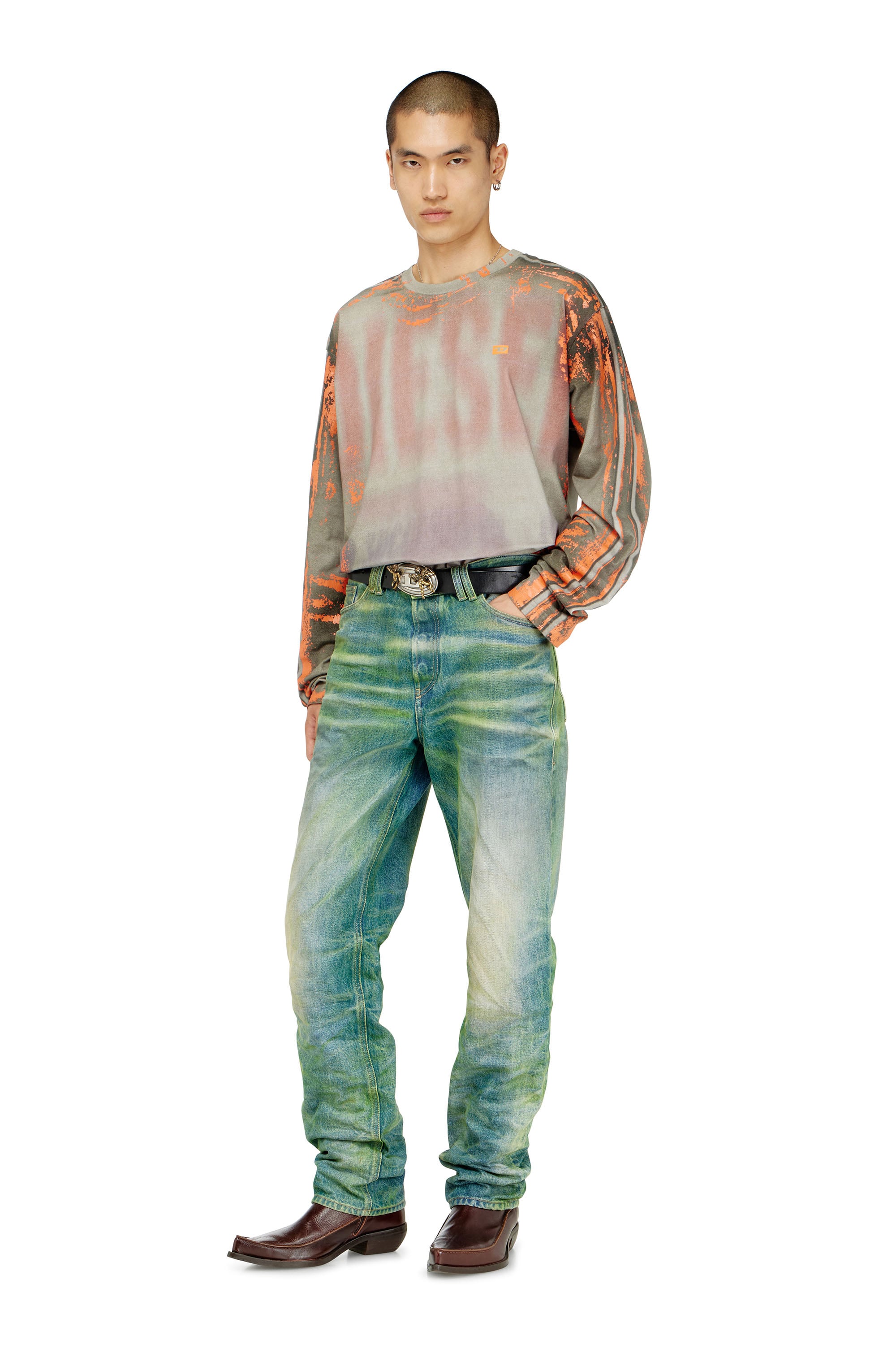 Diesel - T-FILMY, Man's Long-sleeve T-shirt in cracked jersey in null - 2