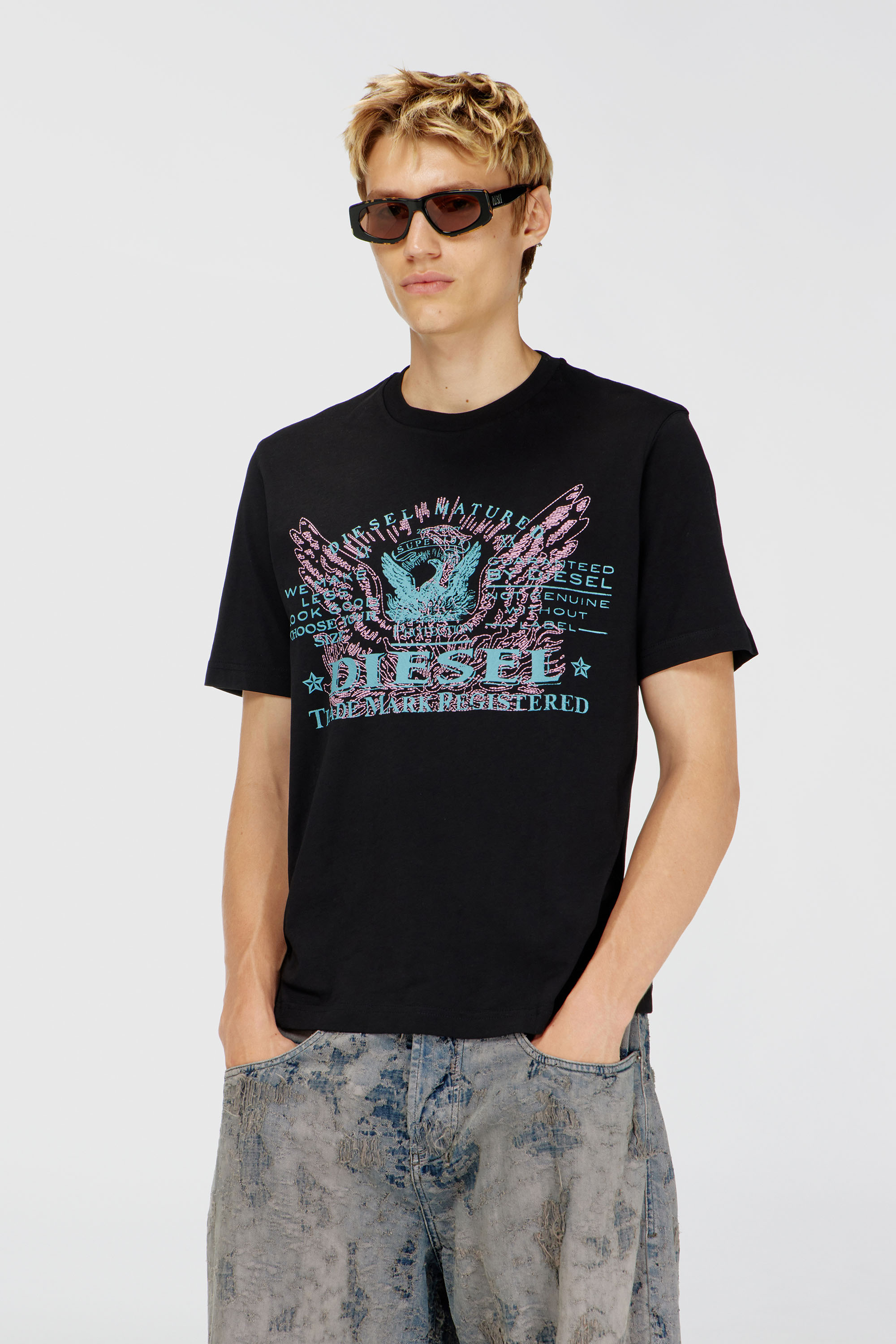 Diesel - T-JUST-FENIX-T92, Man's Cotton T-shirt with graphic print in Black - 3