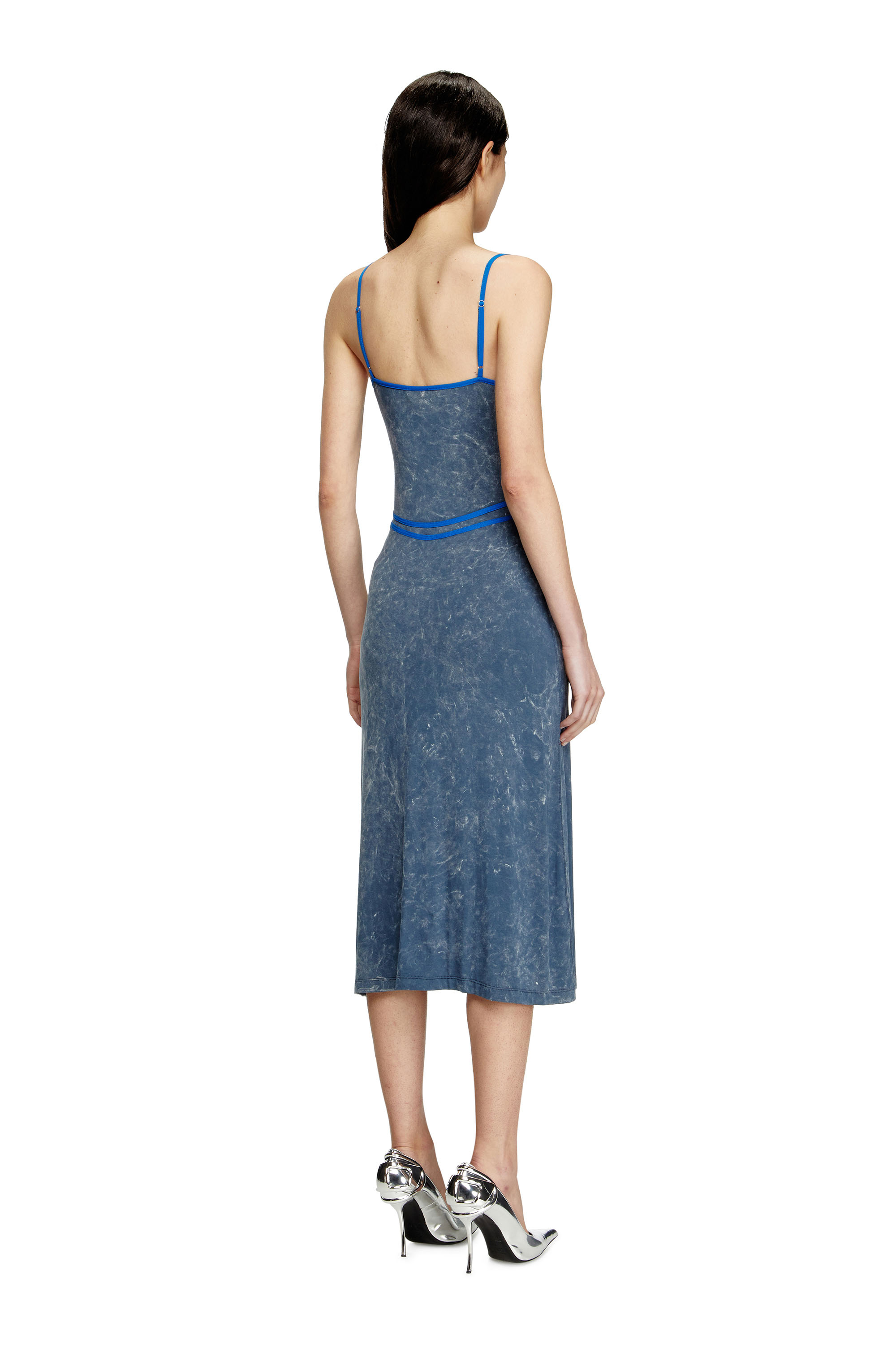 Diesel - D-WOW, Woman's Strappy dress with underwear detail in Blue - 4