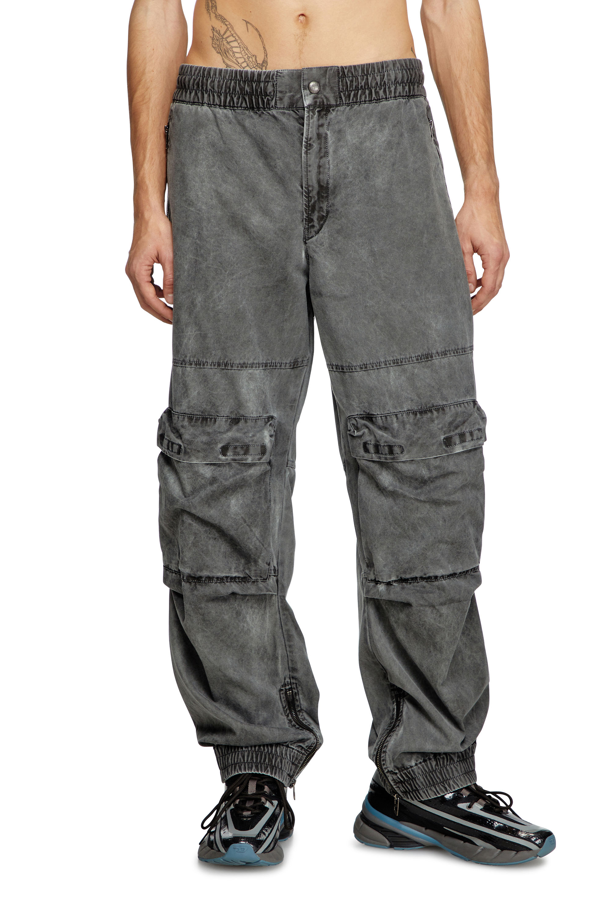 Diesel - P-BEECK, Man's Cargo pants in cotton twill in Grey - 3