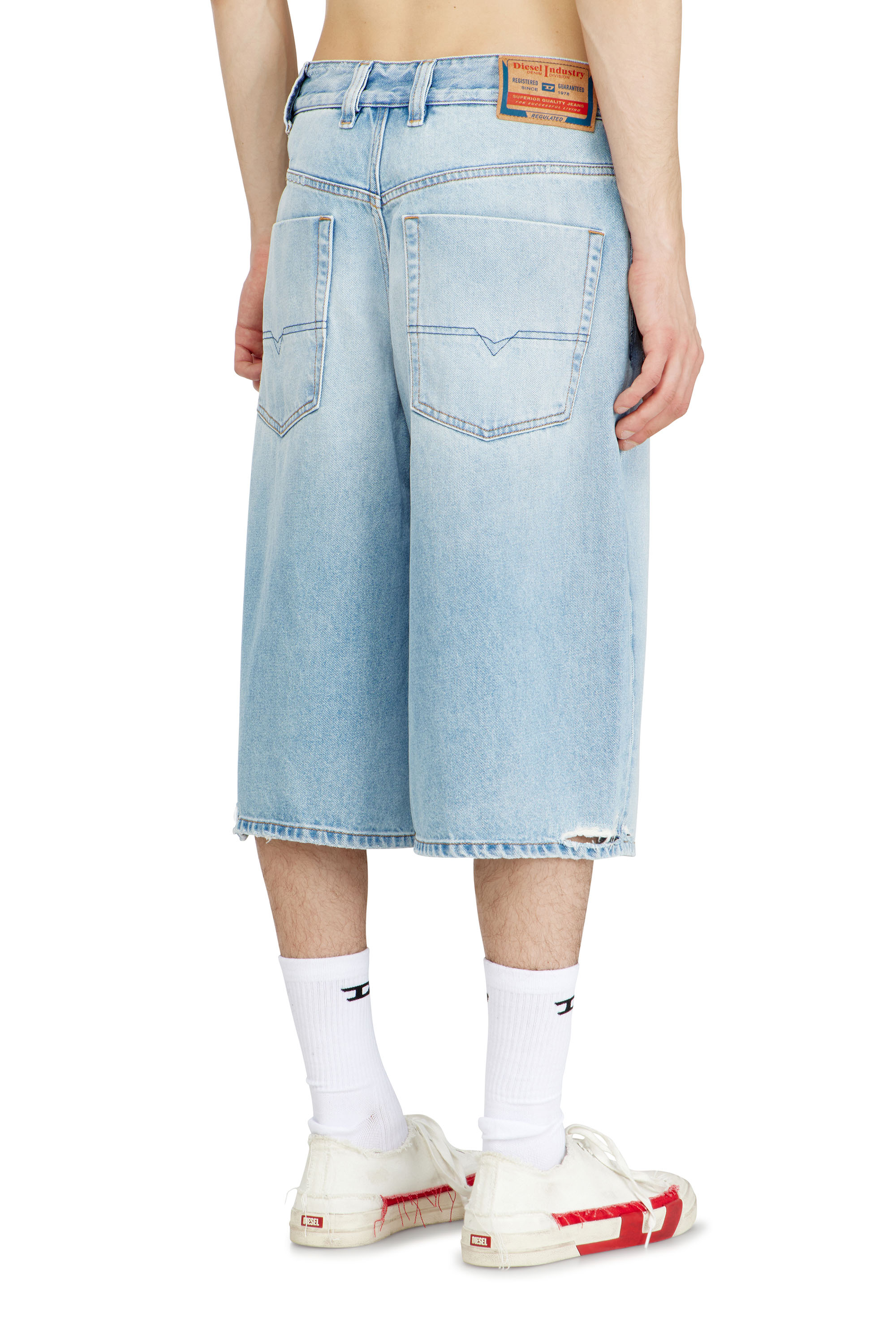 Diesel - D-ENIM-M-SHORT, Unisex's Shorts in destroyed denim in Light Blue - 4