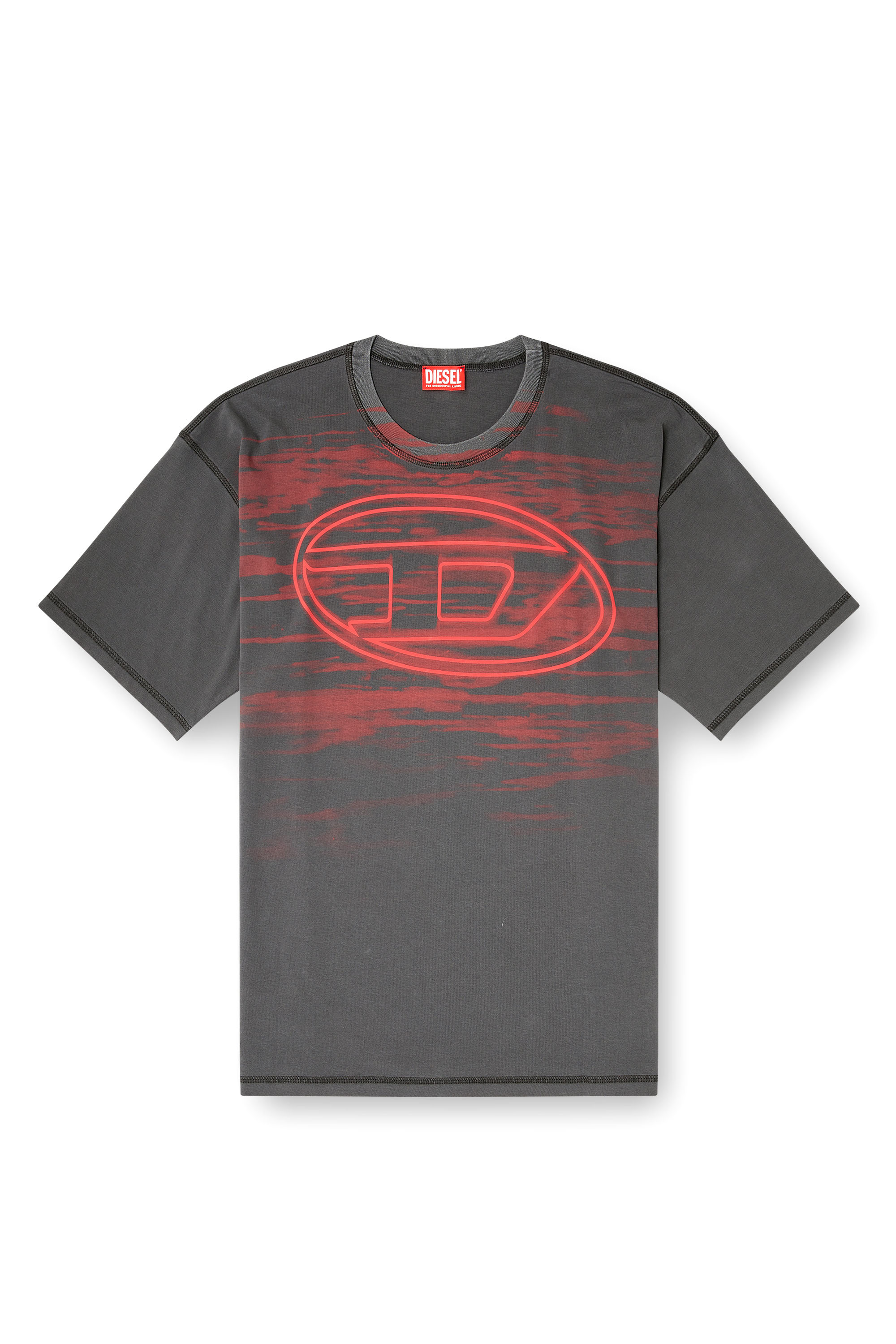 Diesel - T-BOXT-T5, Man's Cotton T-shirt with Oval D print in Grey - 2