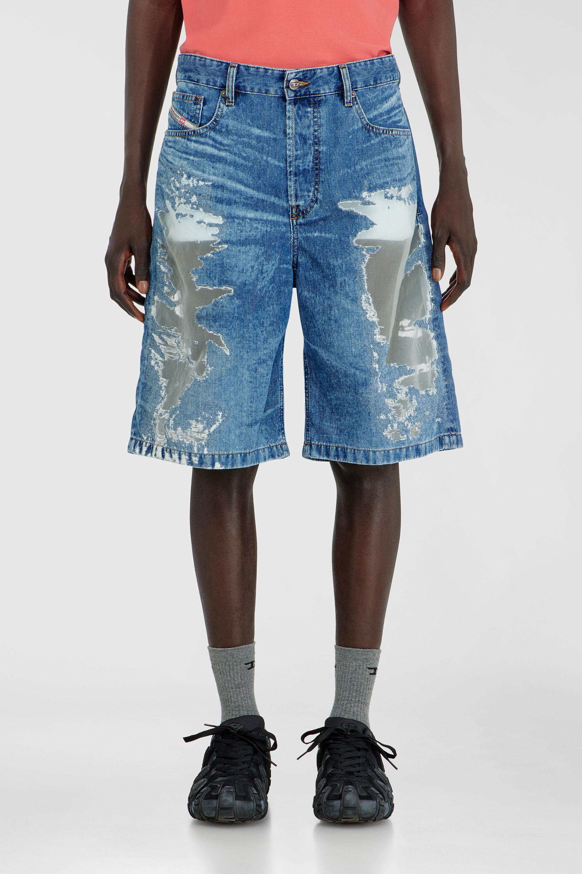 Diesel - PR-DE-SIRE-SHORT, Unisex's Shorts in devor&eacute; denim in Medium blue - 1