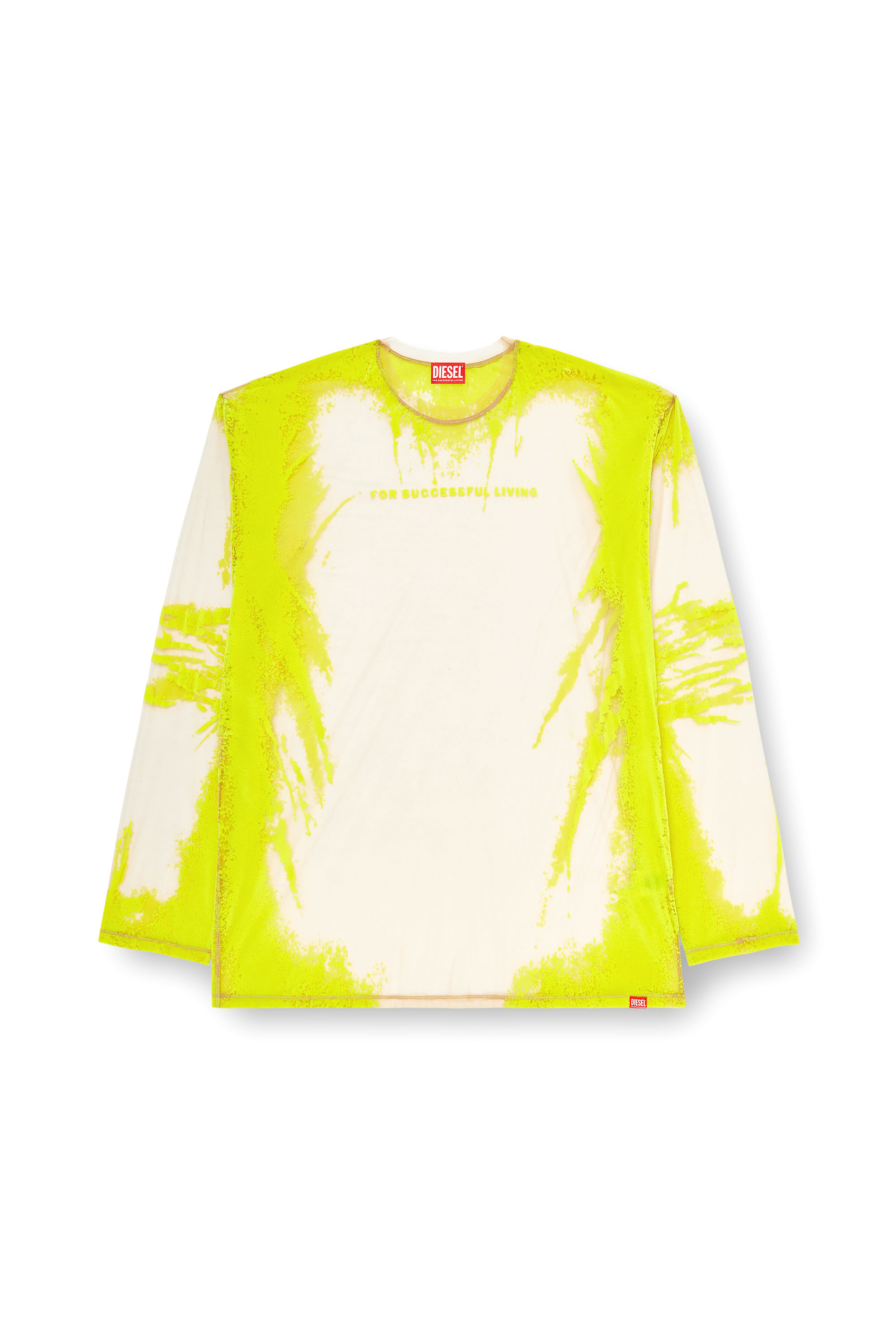 Diesel - T-HASSAN-LS-A, Unisex's Long-sleeve nylon T-shirt with lyrics print in Yellow - 2