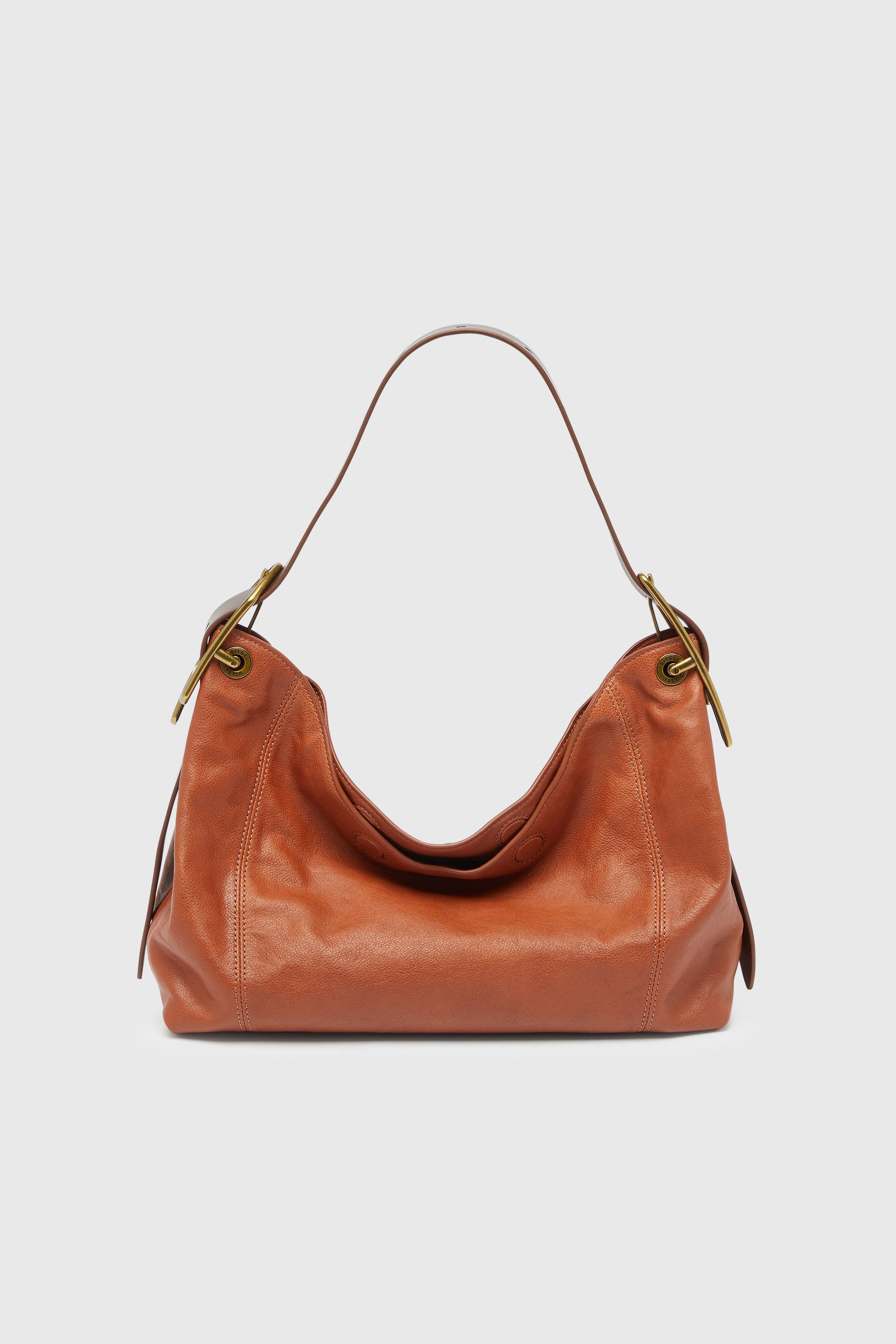 Diesel - D-LINE HOBO S, Woman's D-Line-Shoulder bag in shiny leather in Brown - 1