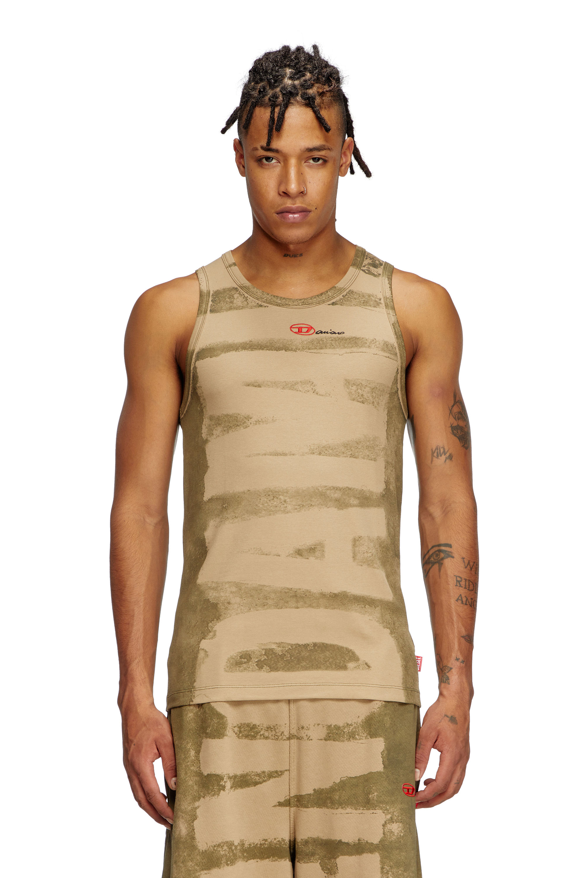 Diesel - T-LIFTY-BLEEDING-DD, Unisex's Tank top with Damiano print in Green - 1