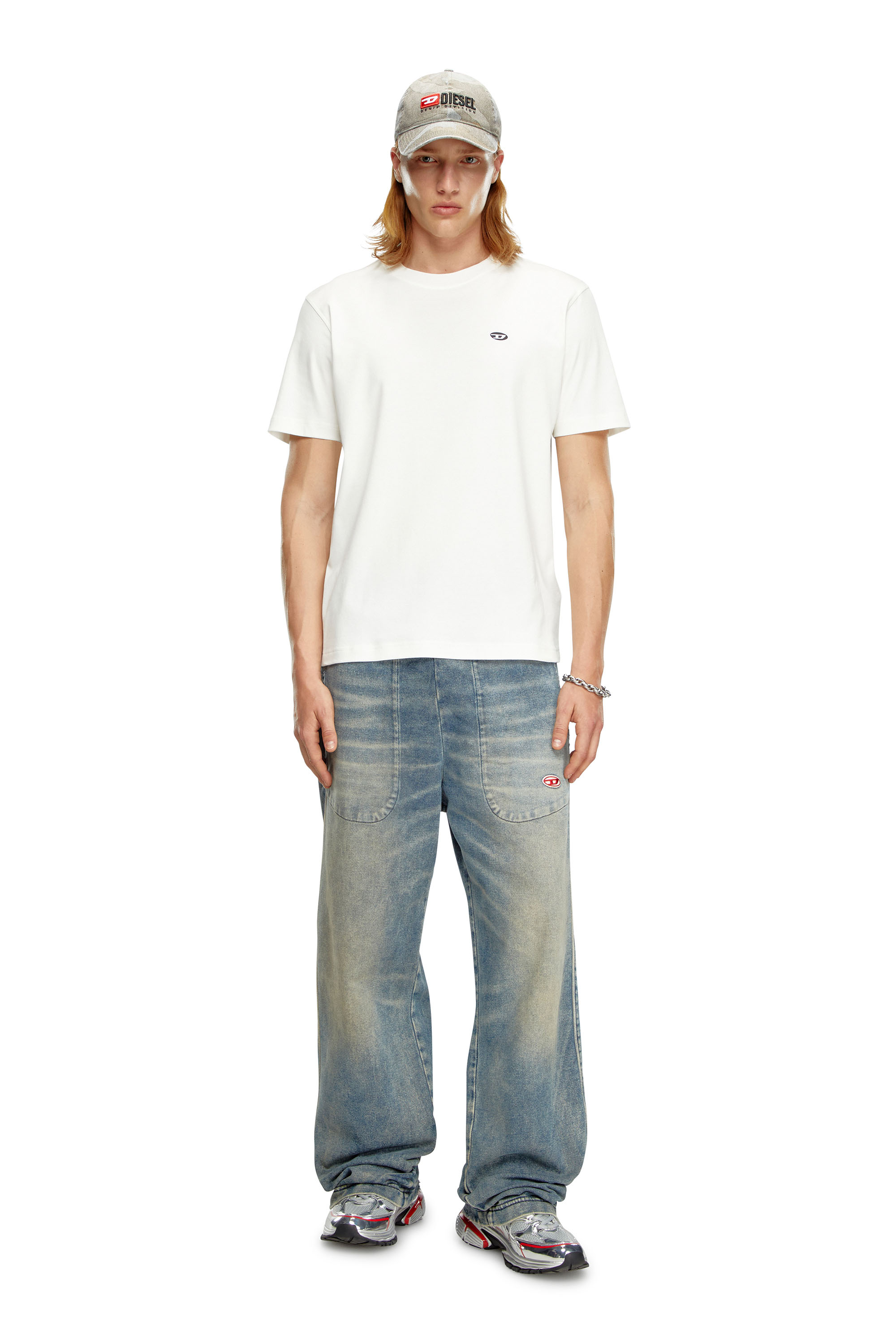 Diesel - T-ADJUST-DOVAL-PJ, Man T-shirt with Oval D patch in White - Image 2