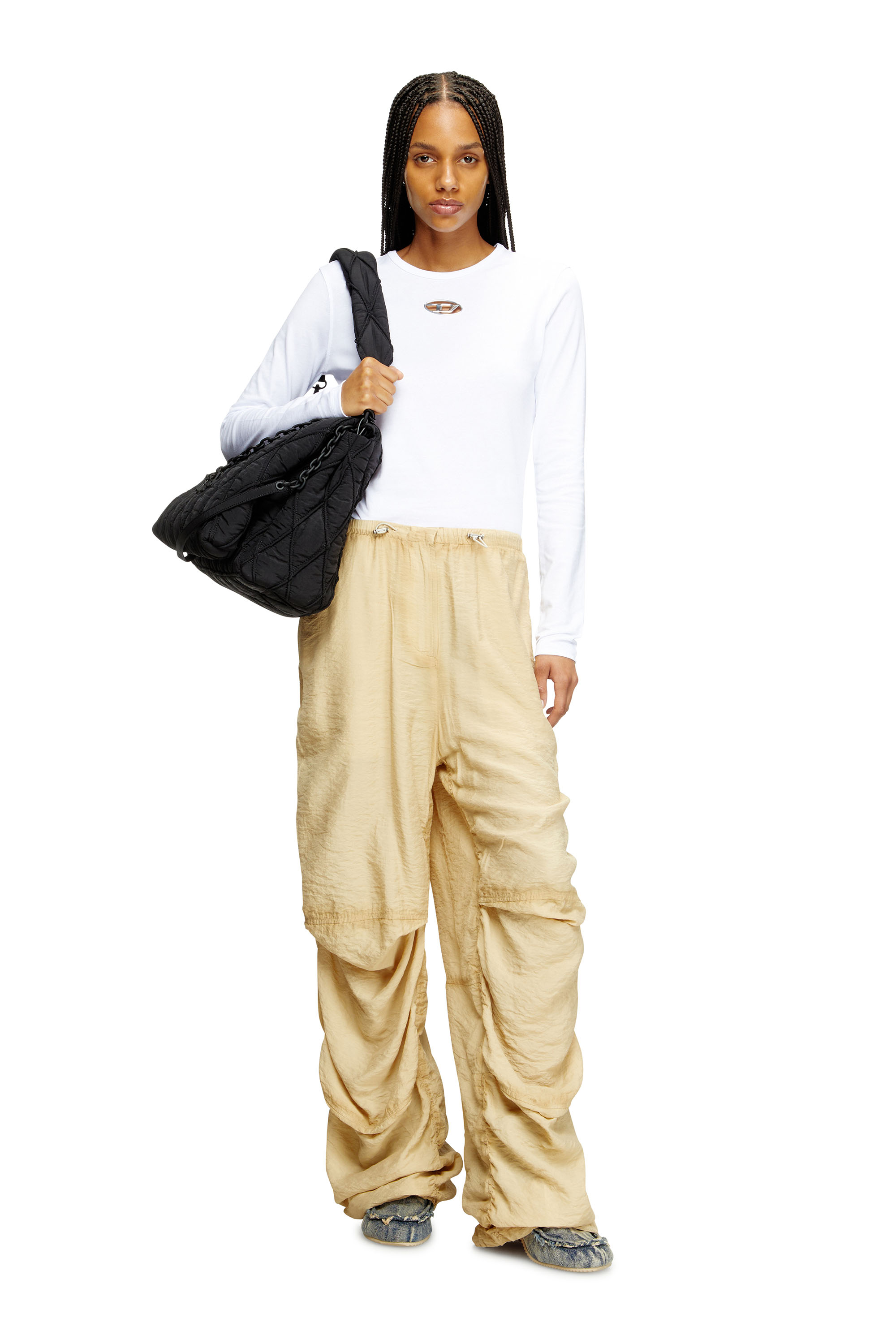 Diesel - T-UNCUTIE-LONG-LS-OD, Woman's Long-sleeve top with Oval D cut-out in White - 1