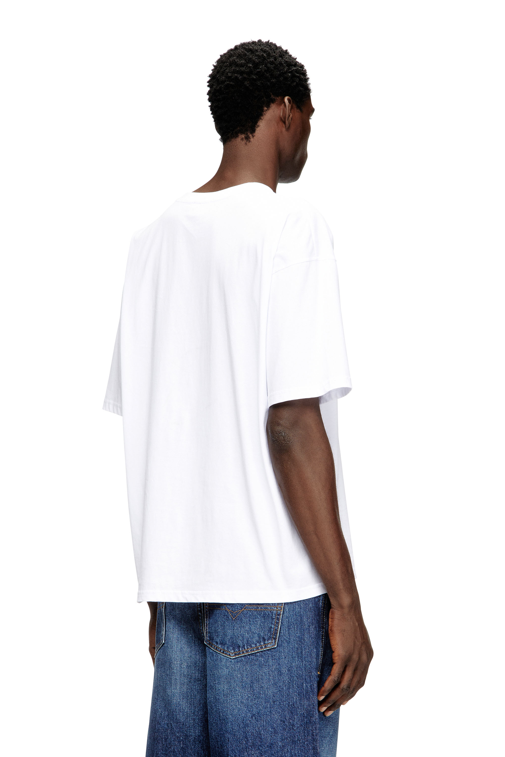 Diesel - T-BOXT-DCO, Man's Relaxed cotton T-shirt with Oval D embroidery in White - 4