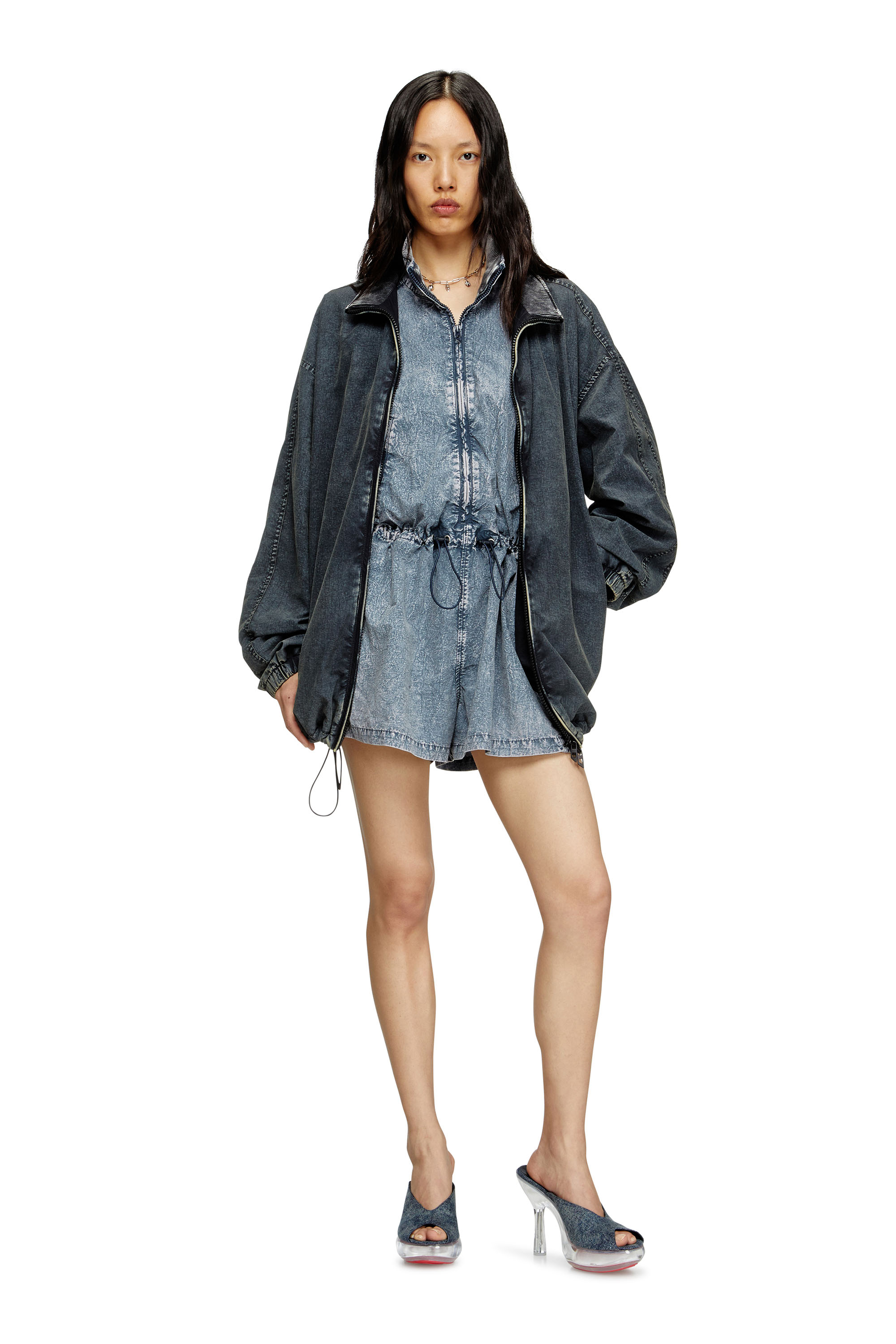 Diesel - J-ANNET, Woman's Playsuit in treated nylon in Light Blue - 1