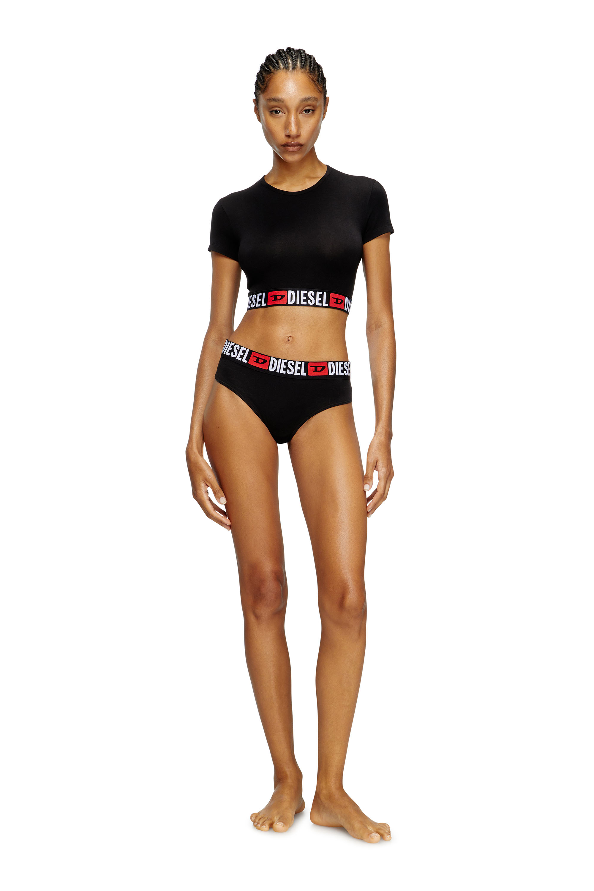 Diesel - IRMA-D-CORE, Woman's Cropped top with logo band in Black - 2