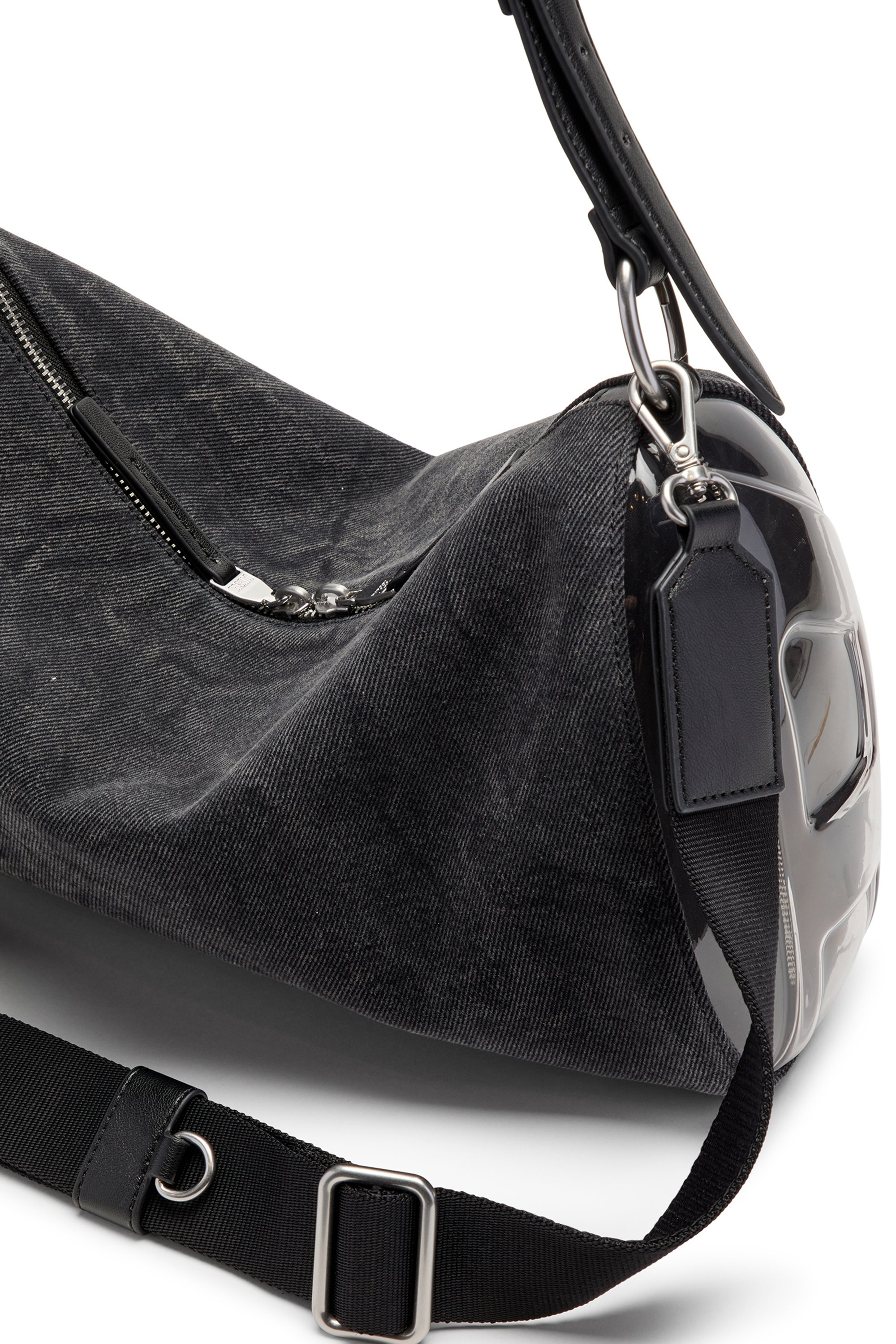 Diesel - LOAD-D SHOULDER BAG X, Unisex's Load-D-Shoulder bag with transparent Oval D sides in Black - 3