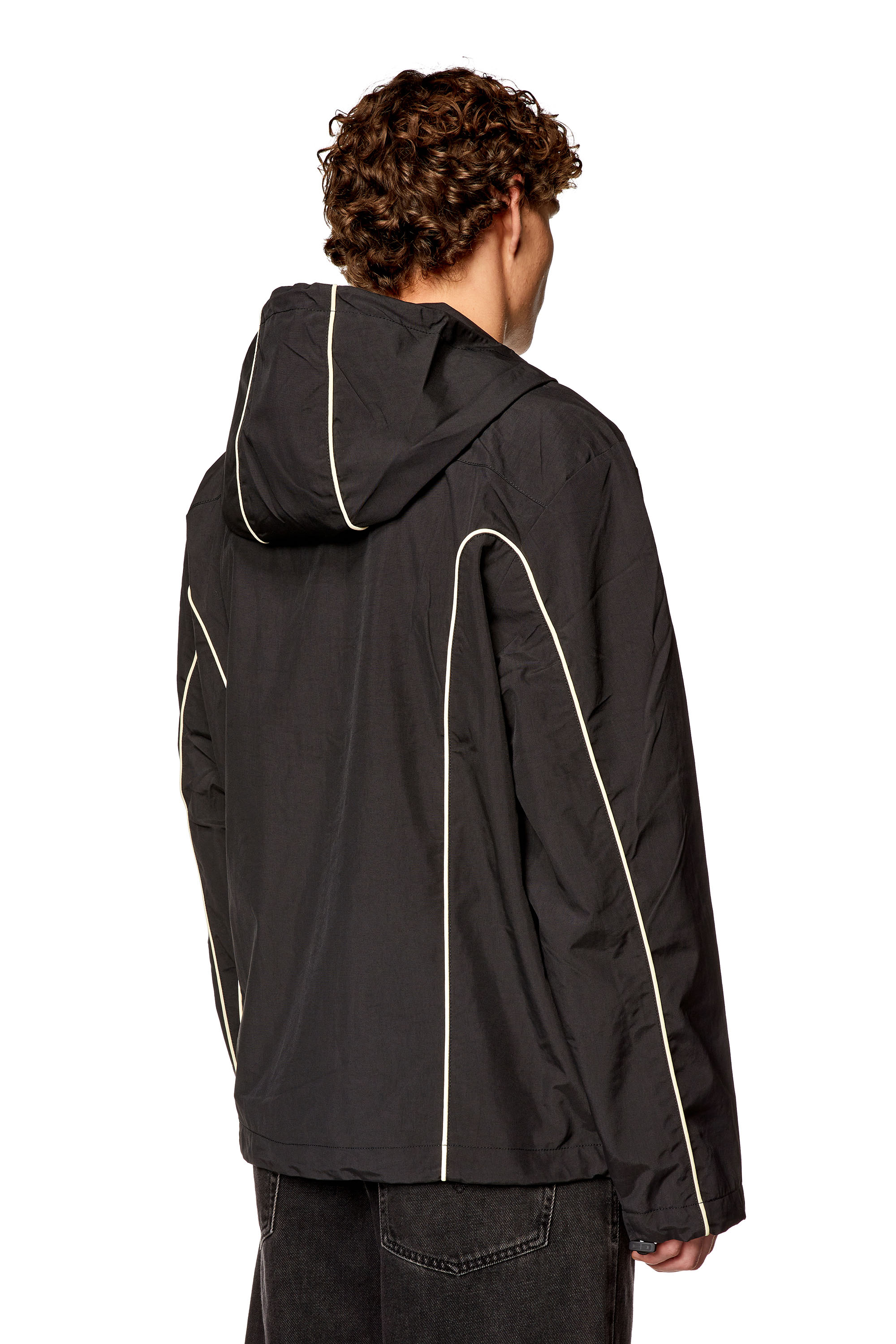 Diesel - J-HIVES, Man Windbreaker with contrast piping in Black - Image 4