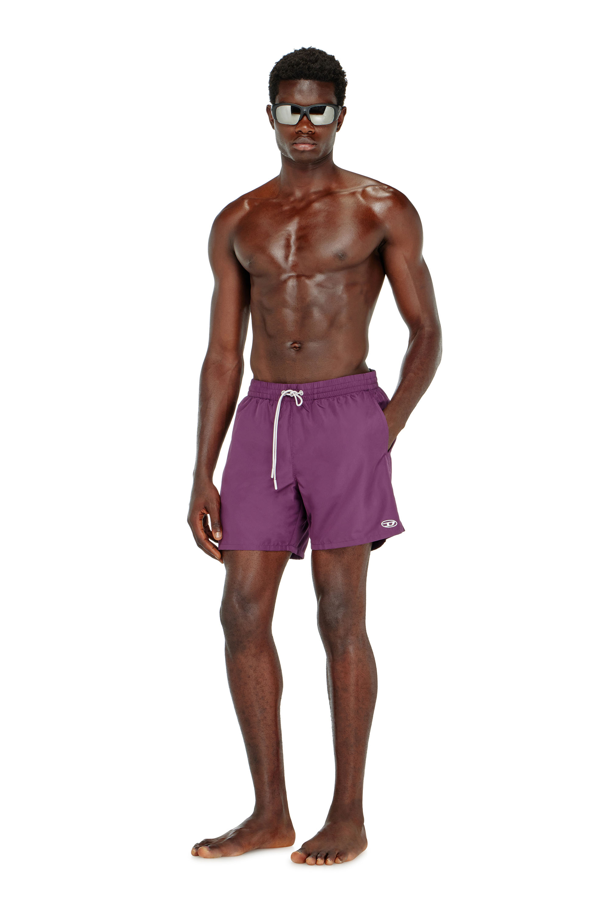 Diesel - GEORGE-41-UTLT, Man's Swim shorts with metallic Oval D logo in Violet - 1
