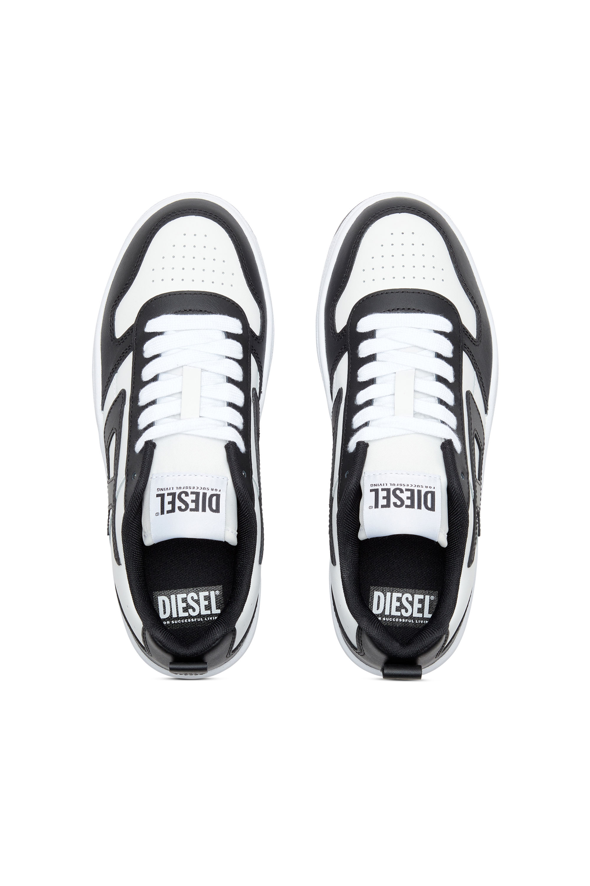 Diesel - S-UKIYO V2 LOW, Man's S-Ukiyo Low-Low-top sneakers in leather and nylon in Black/White - 5