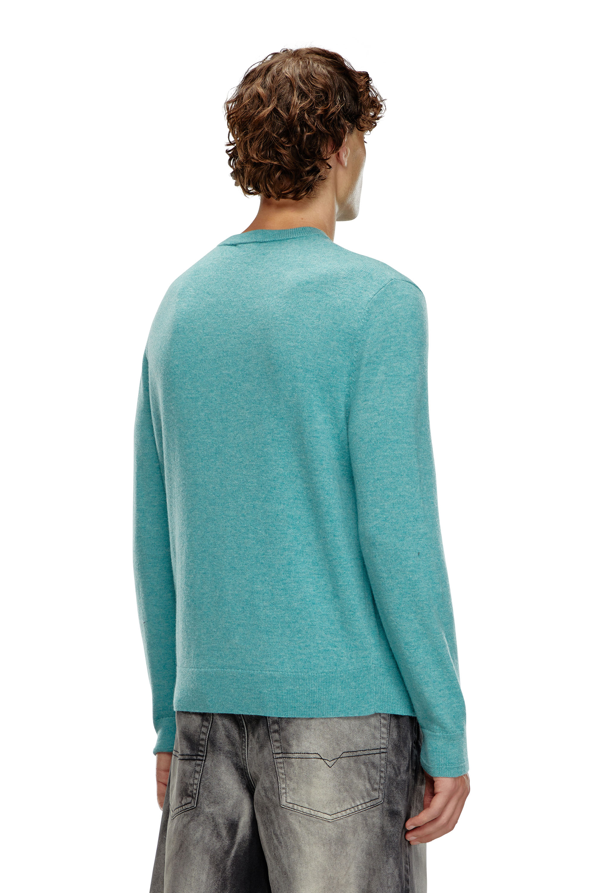 Diesel - K-VIERI, Man's Wool and cashmere jumper in Azure - 4