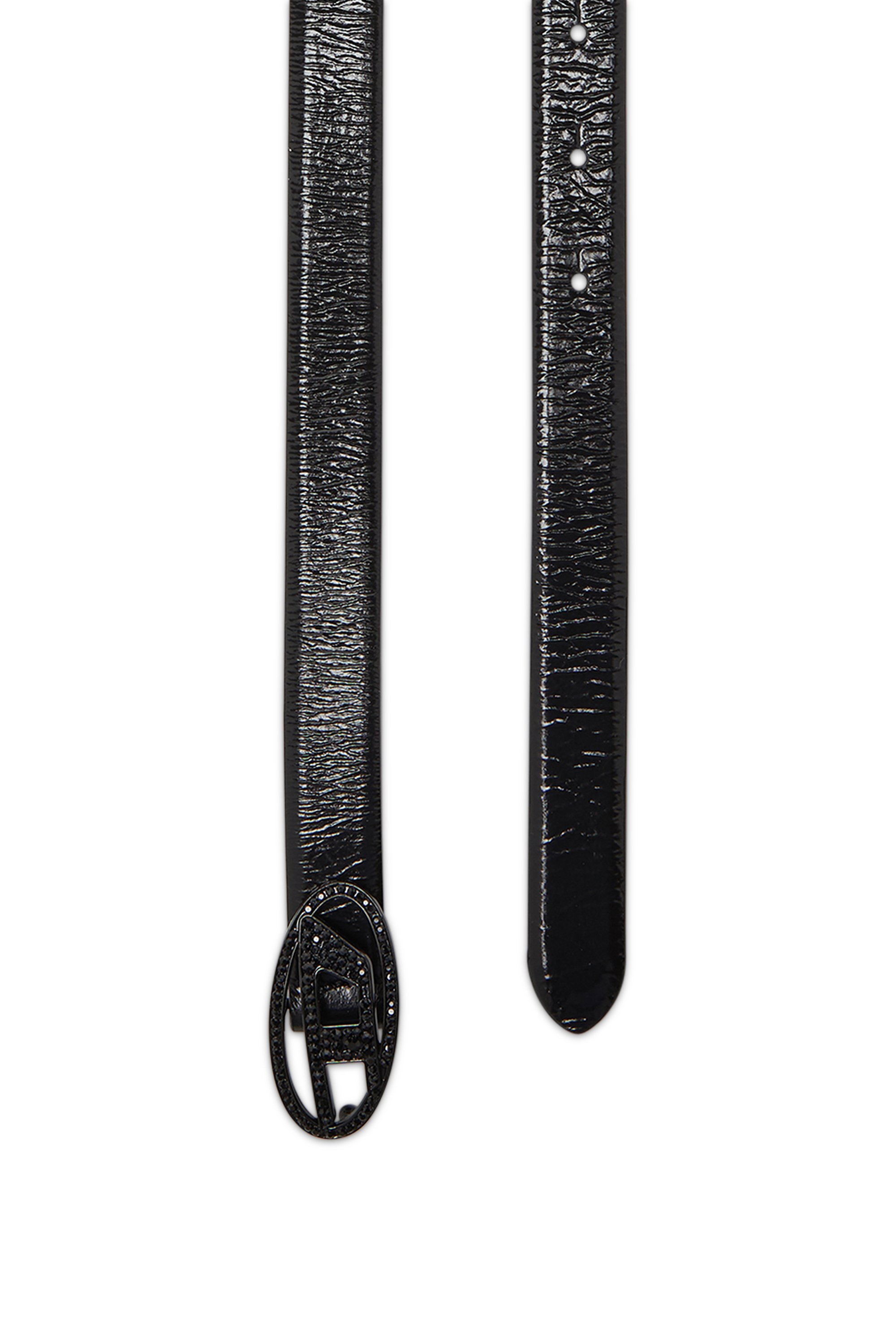 Diesel - B-1DR STRASS 20, Woman's 2 cm leather belt with crystal buckle in Black - 2
