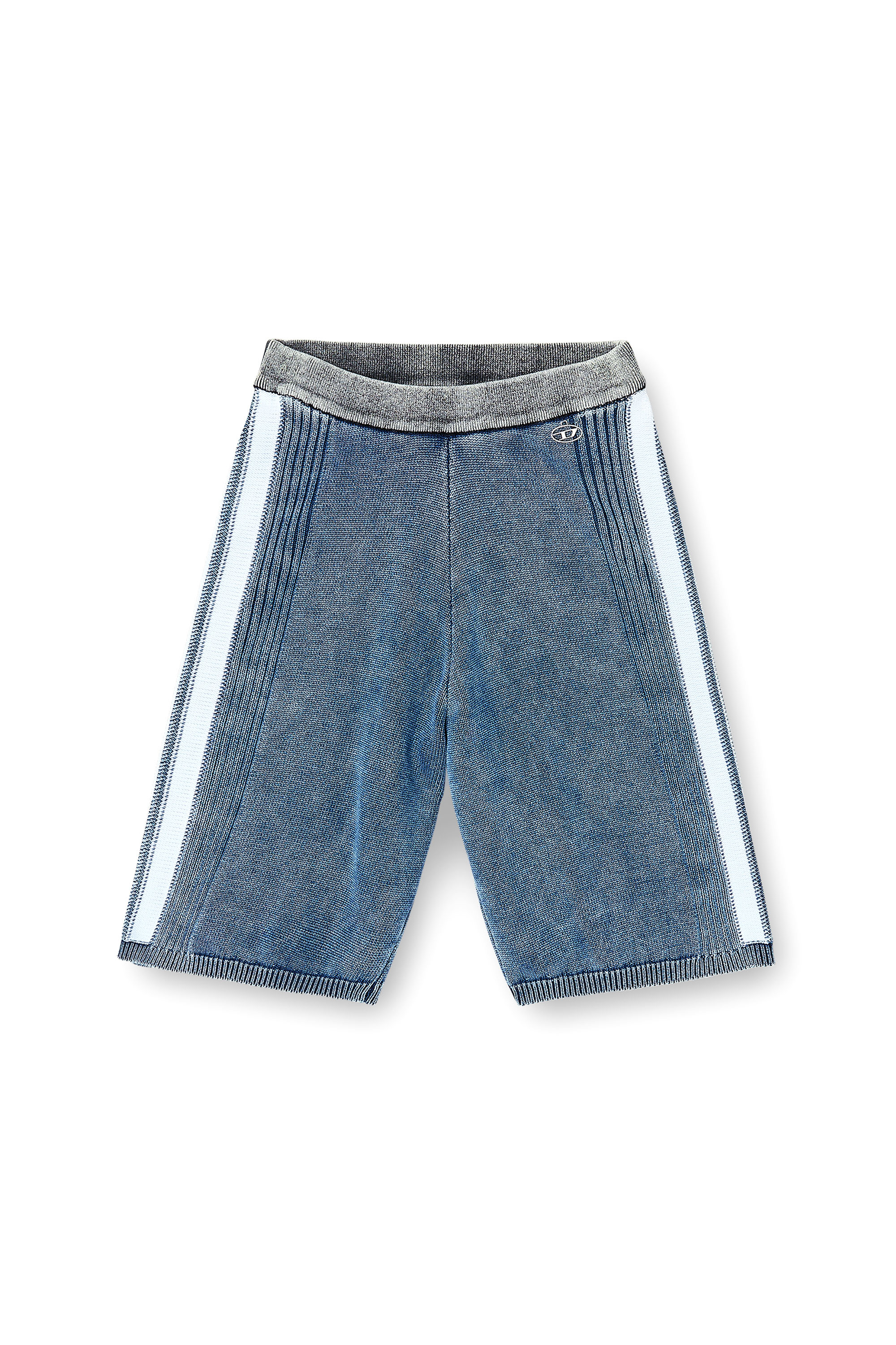 Diesel - M-ESTHER, Woman's Knitted shorts with sporty bands in Blue - 4