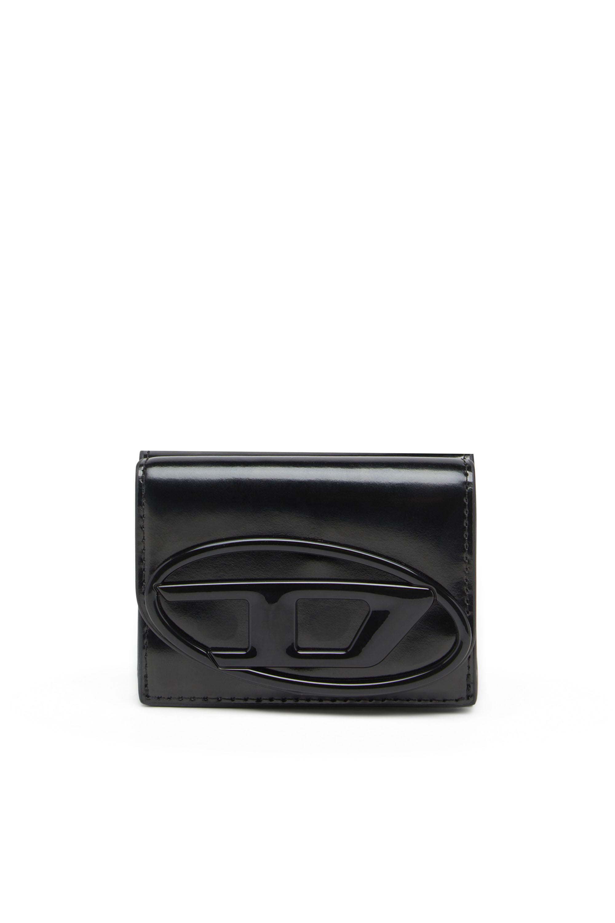 Diesel - 1DR TRI FOLD COIN XS II, Woman's Tri-fold wallet in mirrored leather in Black - 1