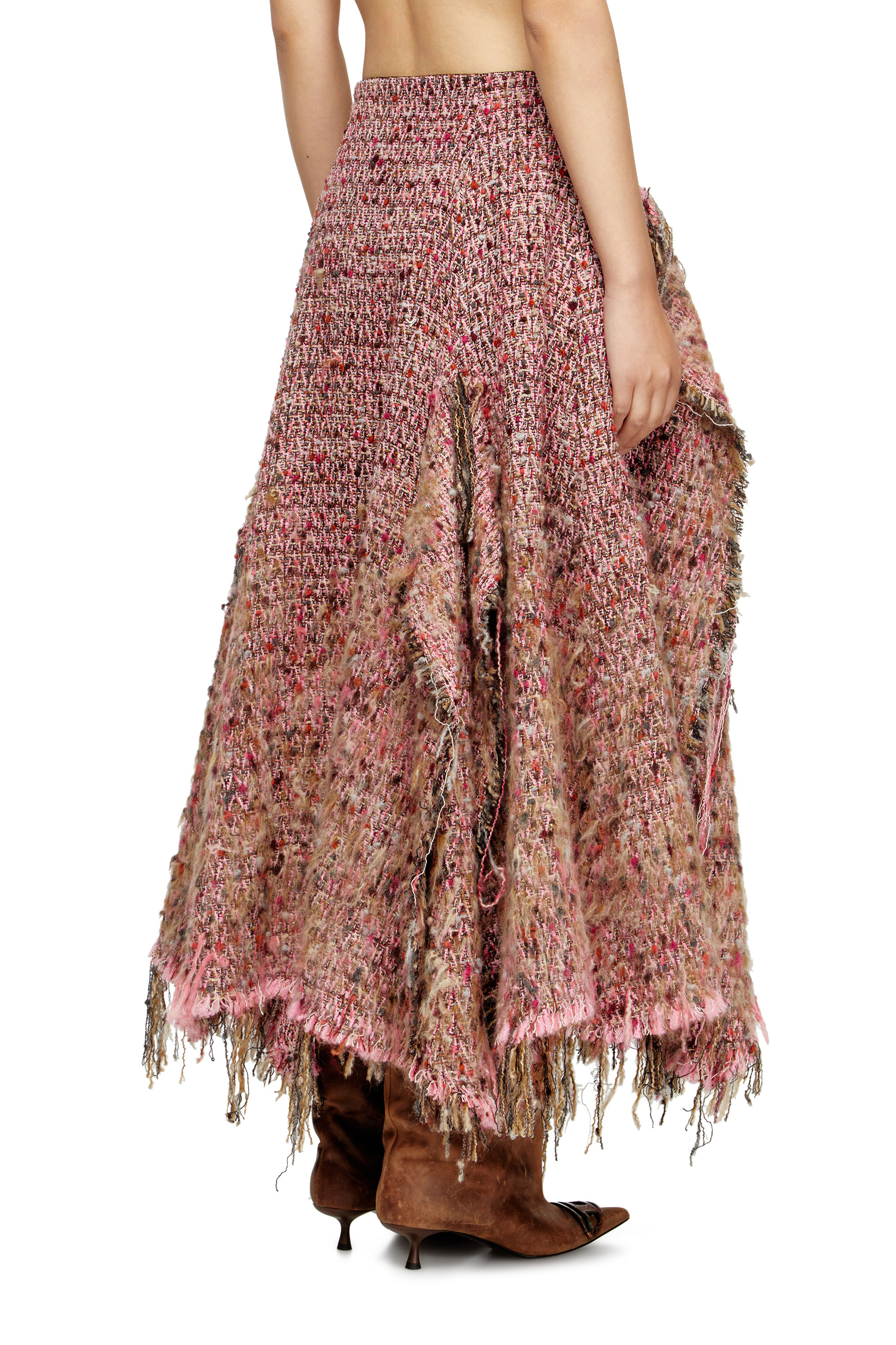 O-RIELLA, Pink Diesel - O-RIELLA, Woman's Brushed bouclé skirt with frayed hem in Pink - 4