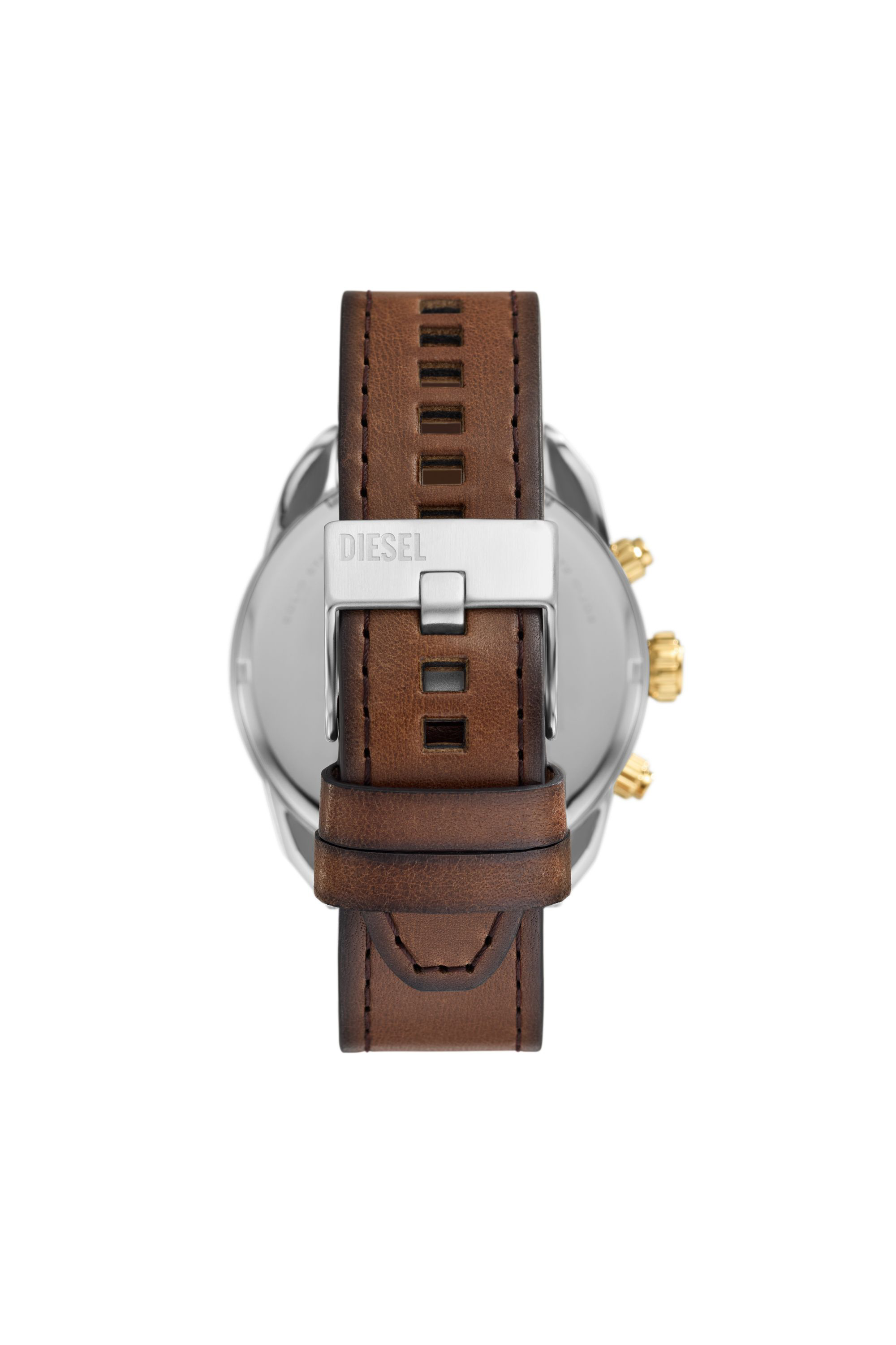 Diesel - DZ4665, Man's Spiked chronograph brown leather watch in Brown - 2