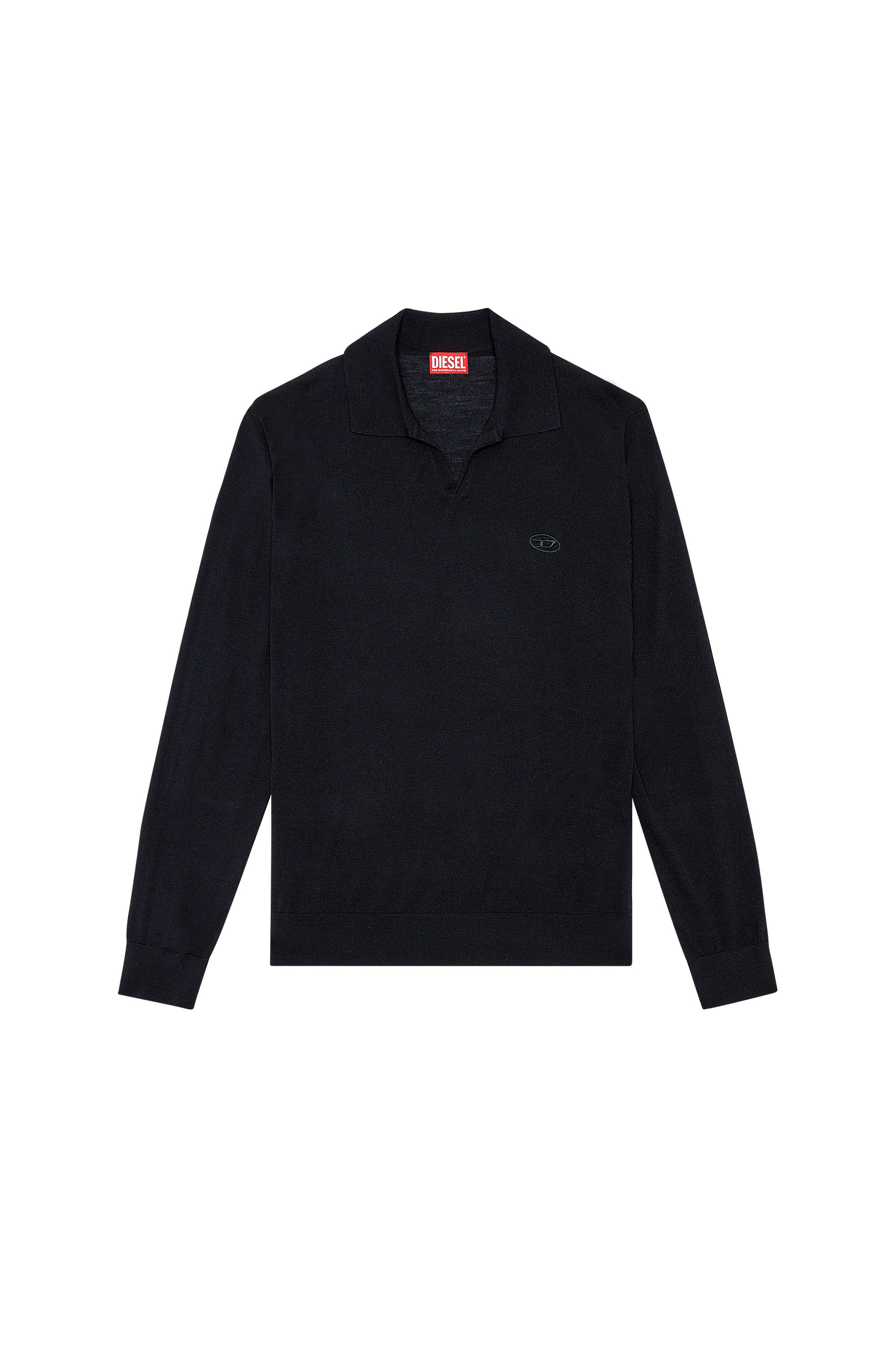 Diesel - K-GLARE, Man's Wool jumper with polo collar in Black - 3