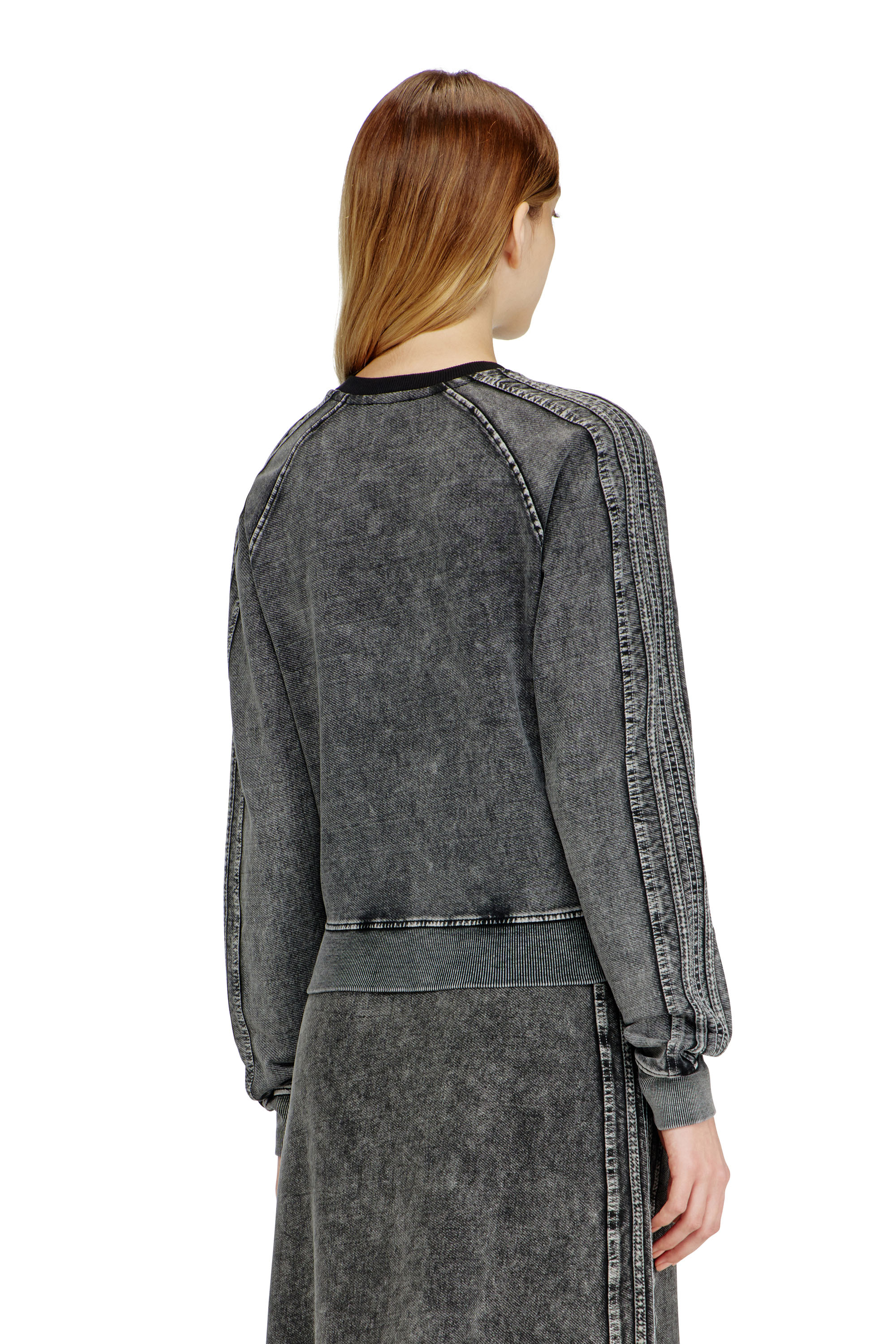 Diesel - F-ALPY, Woman's Sweatshirt with bands and Oval D embroidery in null - 4