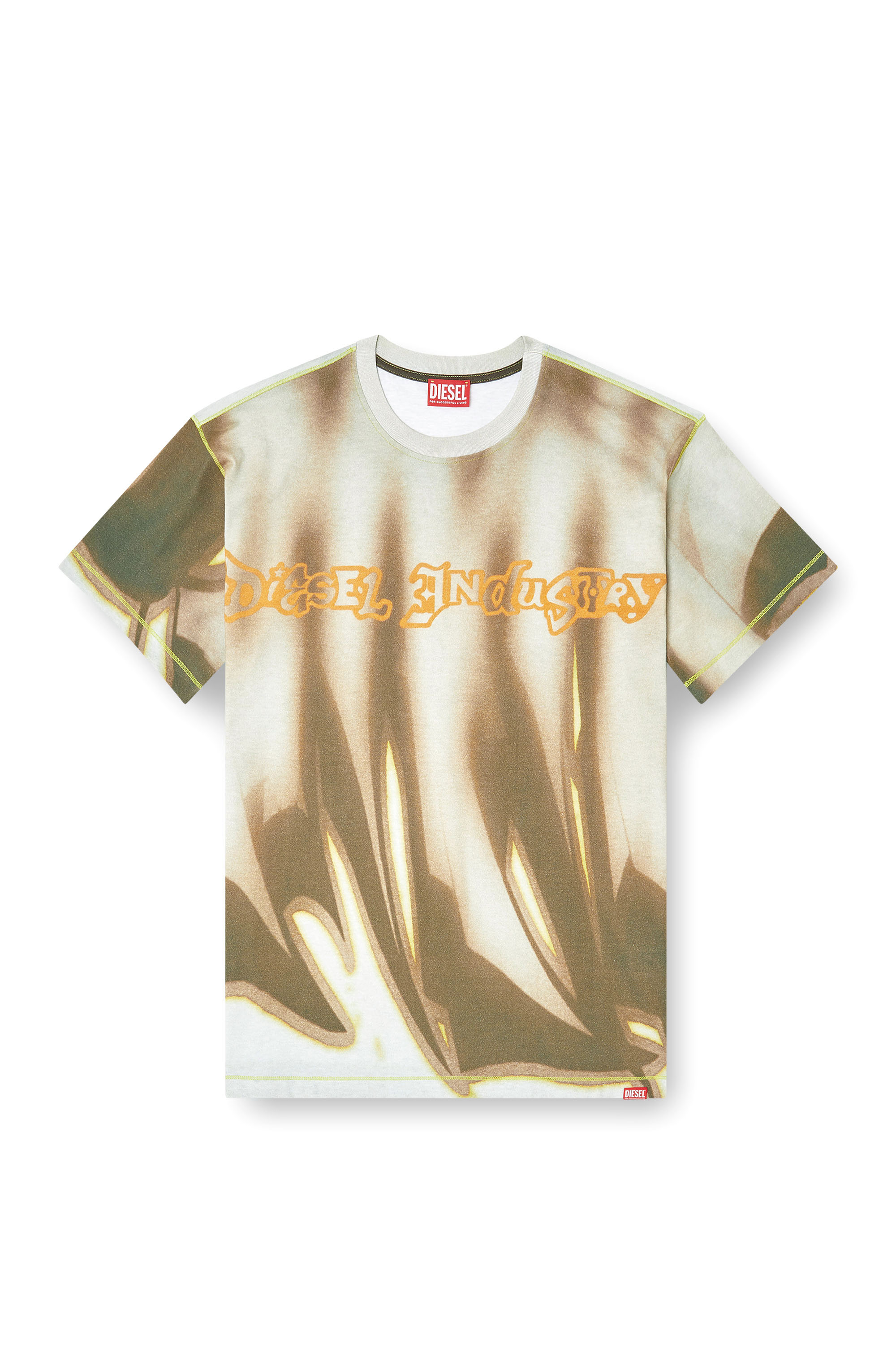 Diesel - T-NORM-SHOW, Man's T-shirt with graffiti print in Green/Grey - 2