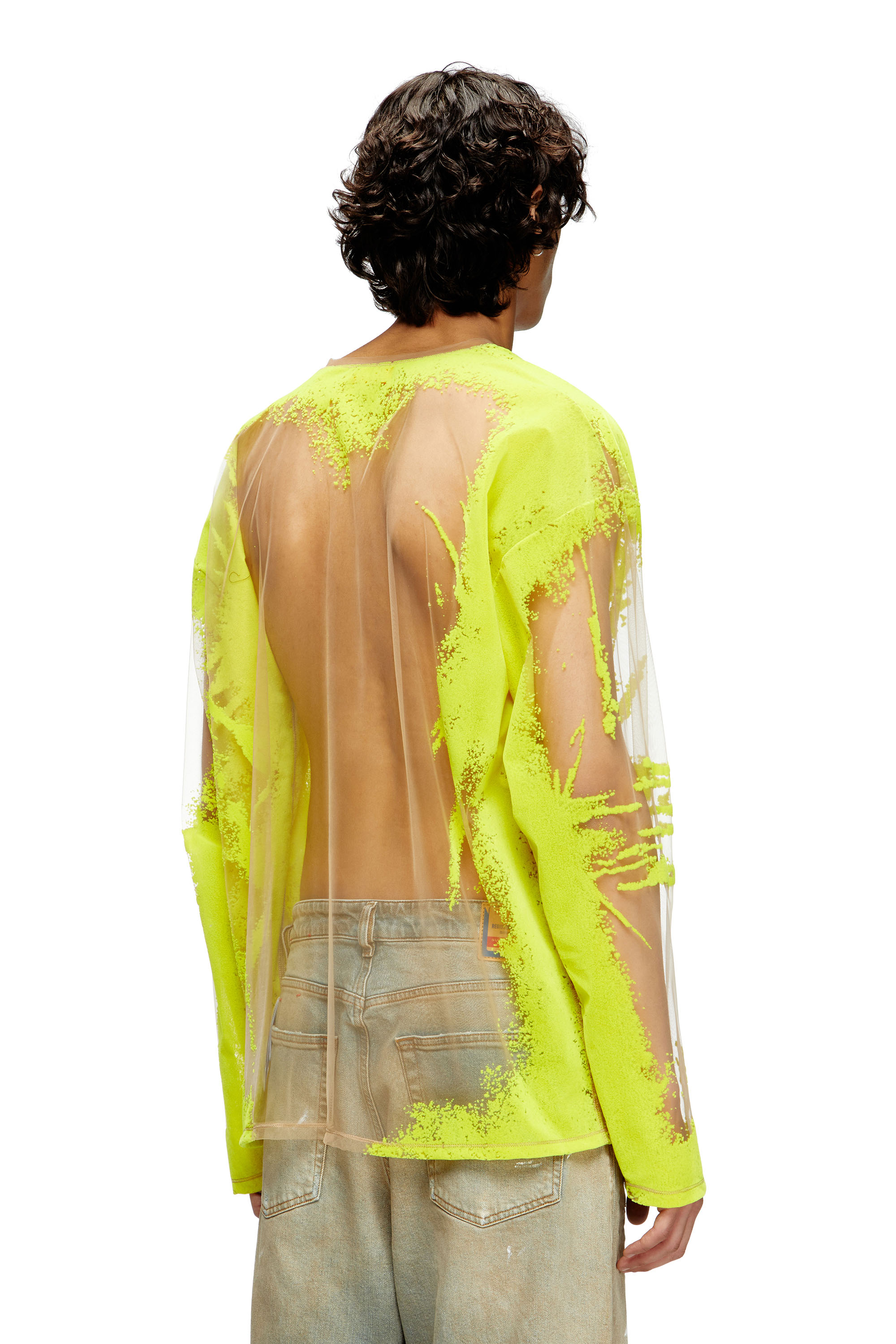 Diesel - T-HASSAN-LS-A, Unisex's Long-sleeve nylon T-shirt with lyrics print in Yellow - 4