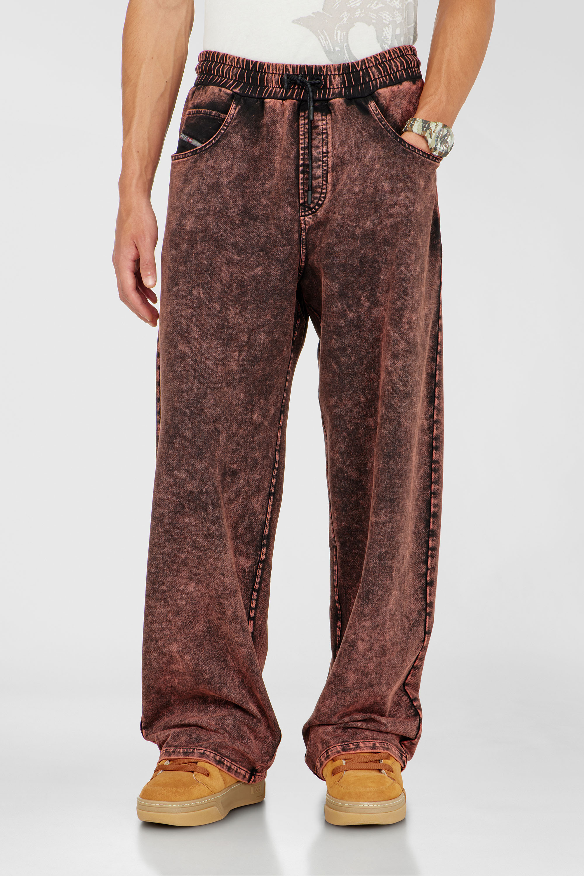 Diesel - P-STUK, Man's Sweatpants with denim effect in Brown - 1