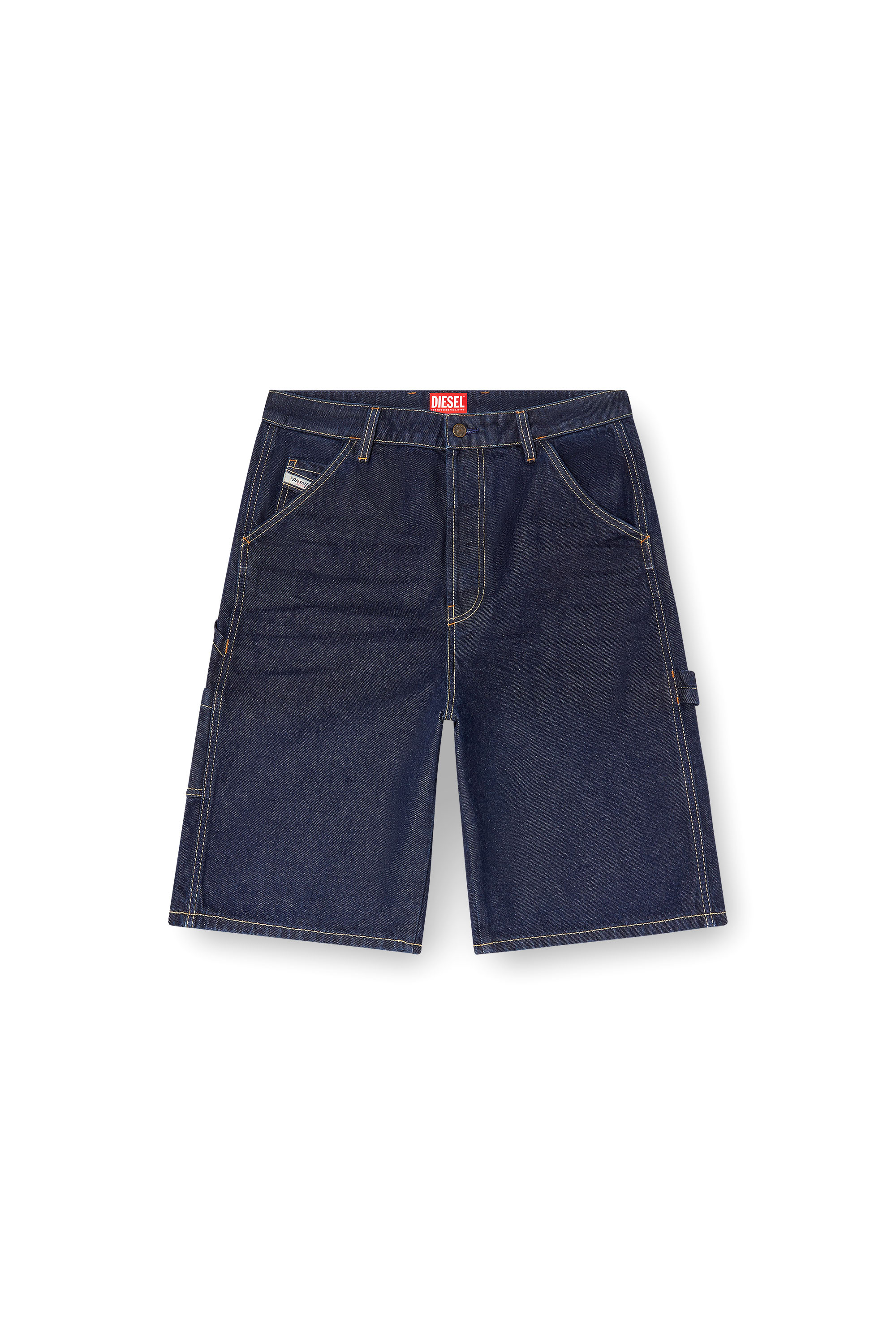 Diesel - D-LIVERY-SHORT, Man's Utility shorts in clean-wash denim in Dark Blue - 3