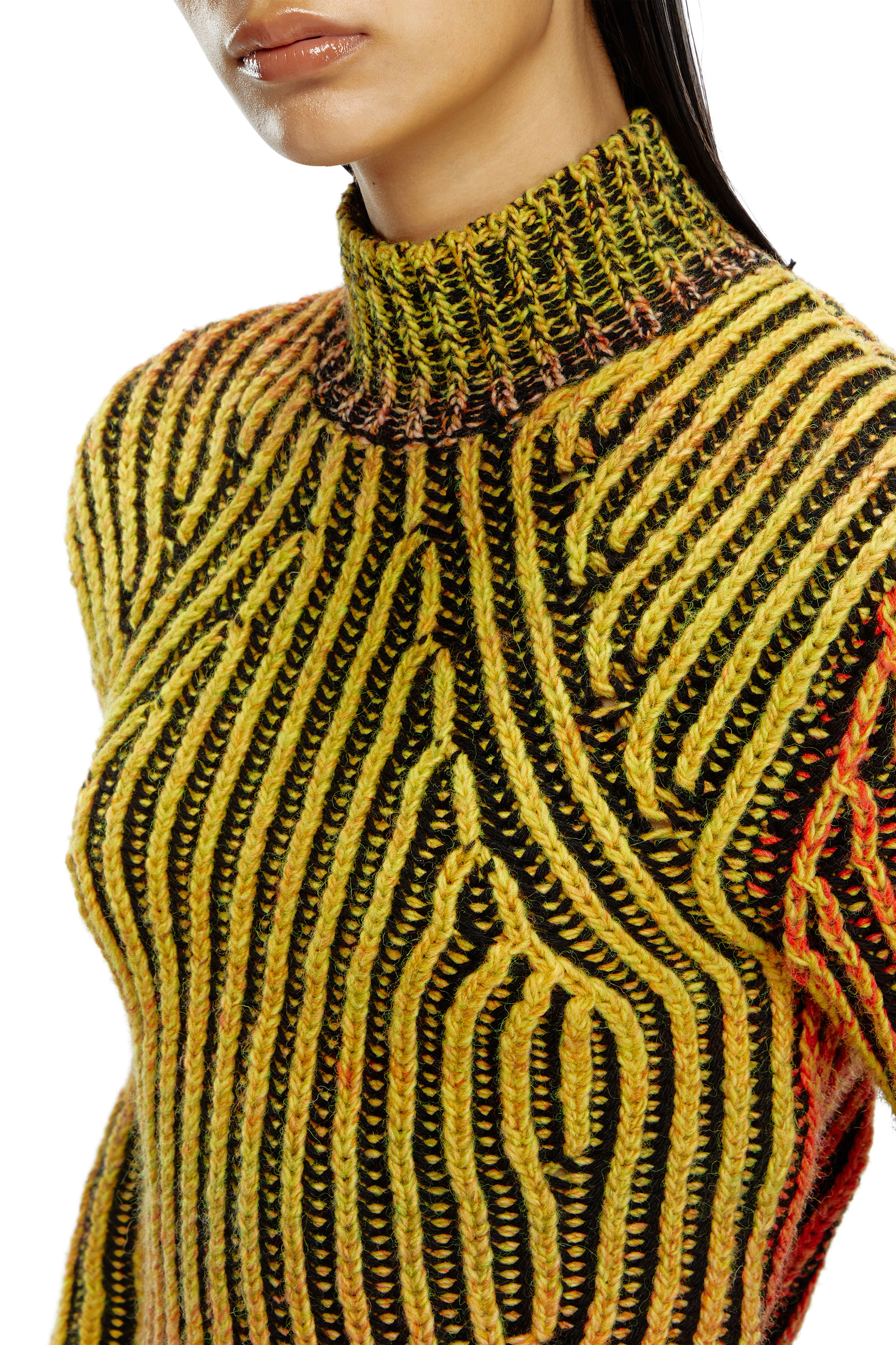 Diesel - M-ORKID, Woman Cropped turtleneck in dégradé knit in Orange - Image 5