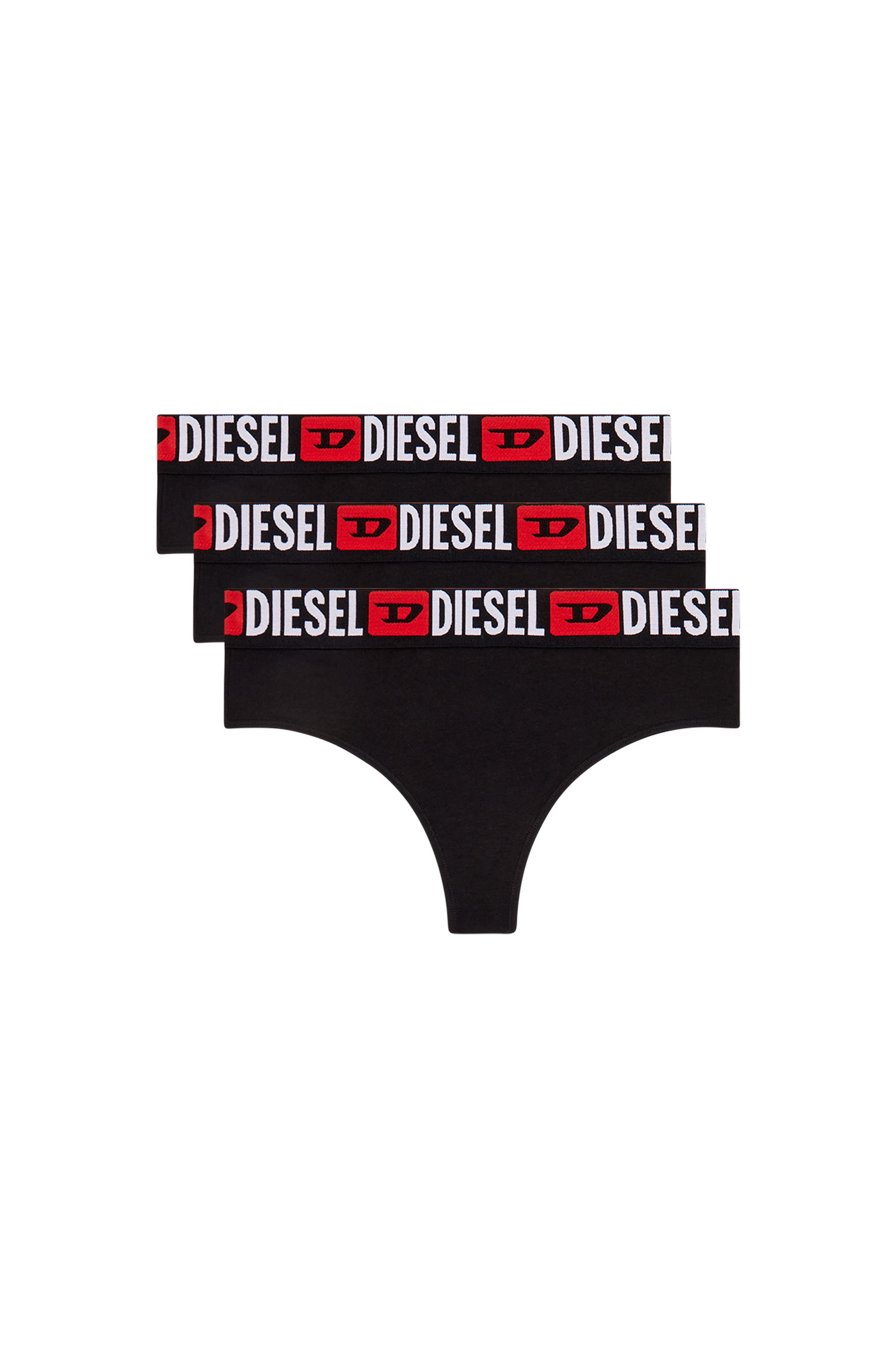 Diesel - UFST-STARS-THREEPACK, Woman's 3-pack thongs with logo waist in Black - 2