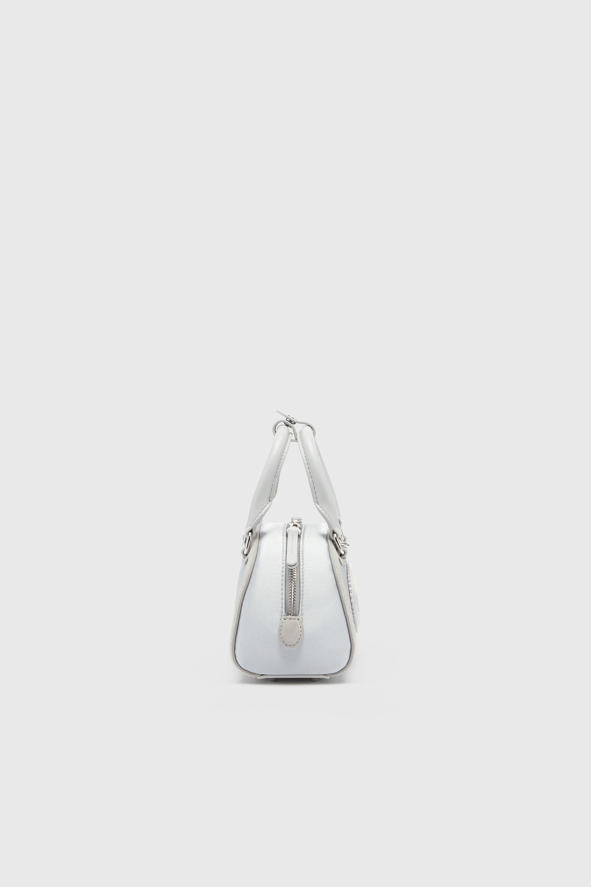 Diesel - 1DR DOME CROSSBODY, Woman's 1DR Dome - Small bowling bag in satin and suede in Silver - 5