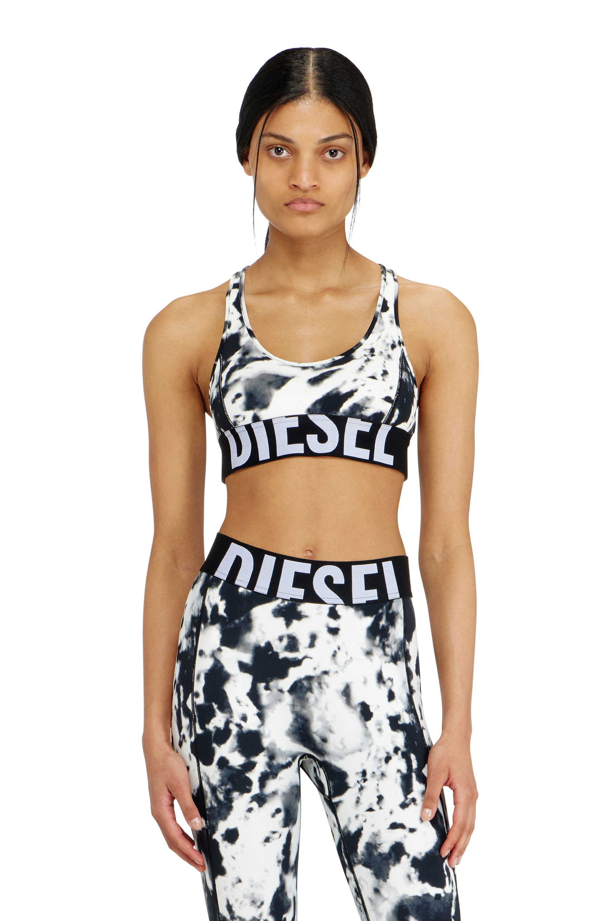 Diesel - ALLISON-D-POP, Woman's Sports bra in printed microfibre in White/Black - 2
